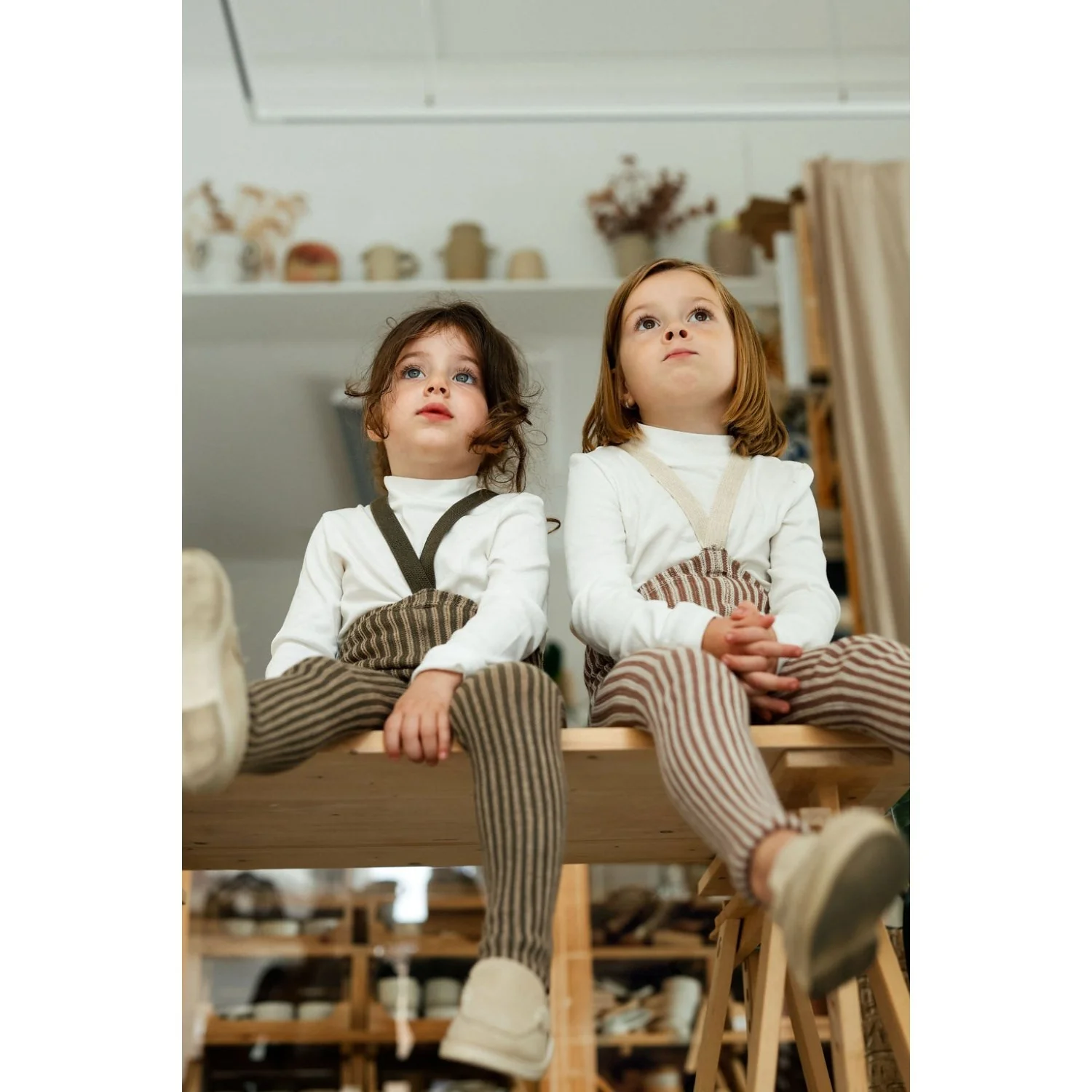 Silly Silas Seaweed Brown X Peanut Striped Special Footed Tights - Image 3