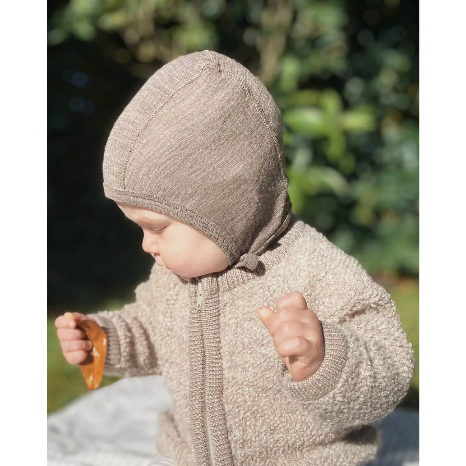 Smallstuff Natur Melange Cardigan With Zipper Bouclé Merino Wool - Image 2