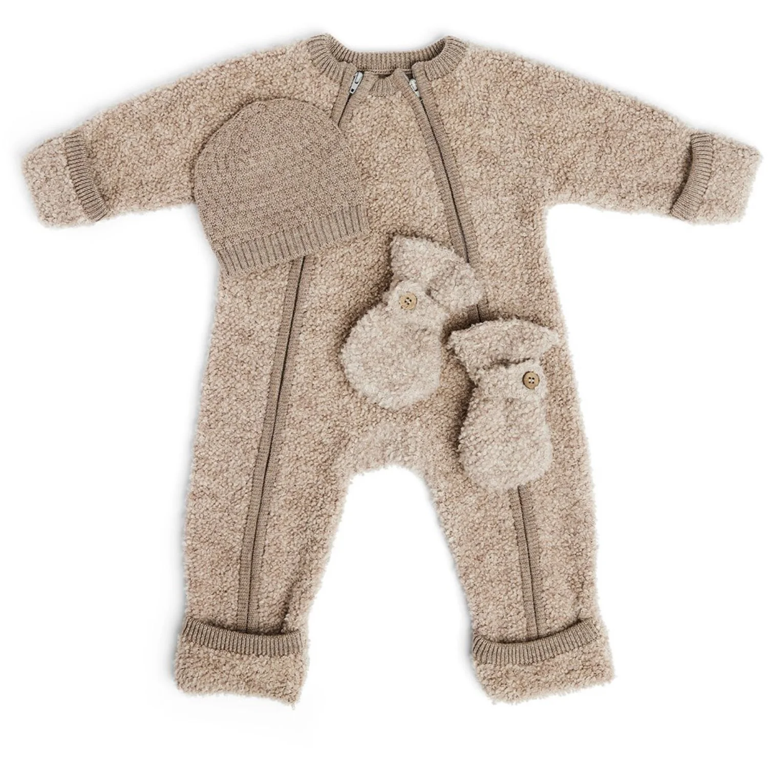 Smallstuff Natur Melange Jumpsuit With Zipper Bouclé Merino Wool - Image 2