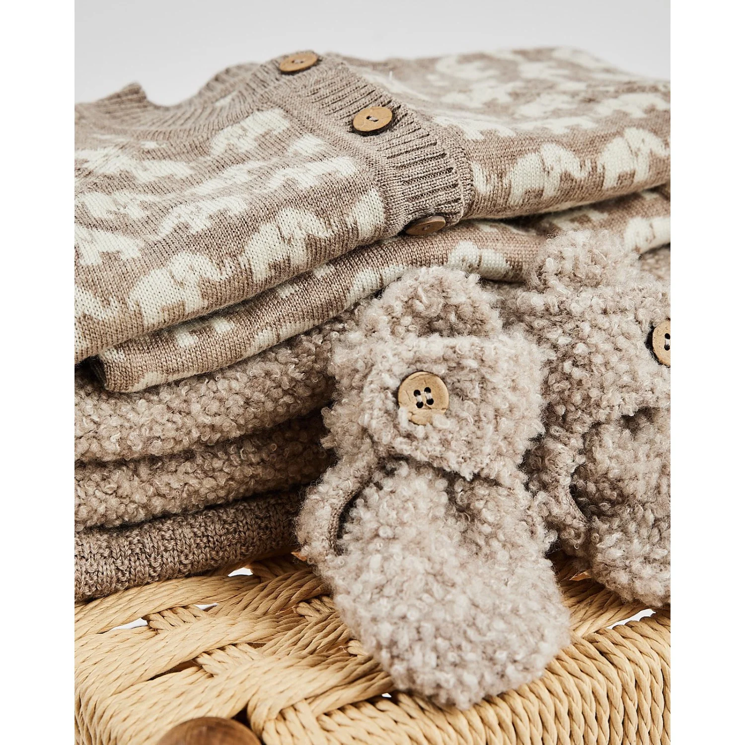Smallstuff Nature Melange Cardigan Square Knit Merino Wool - Image 2