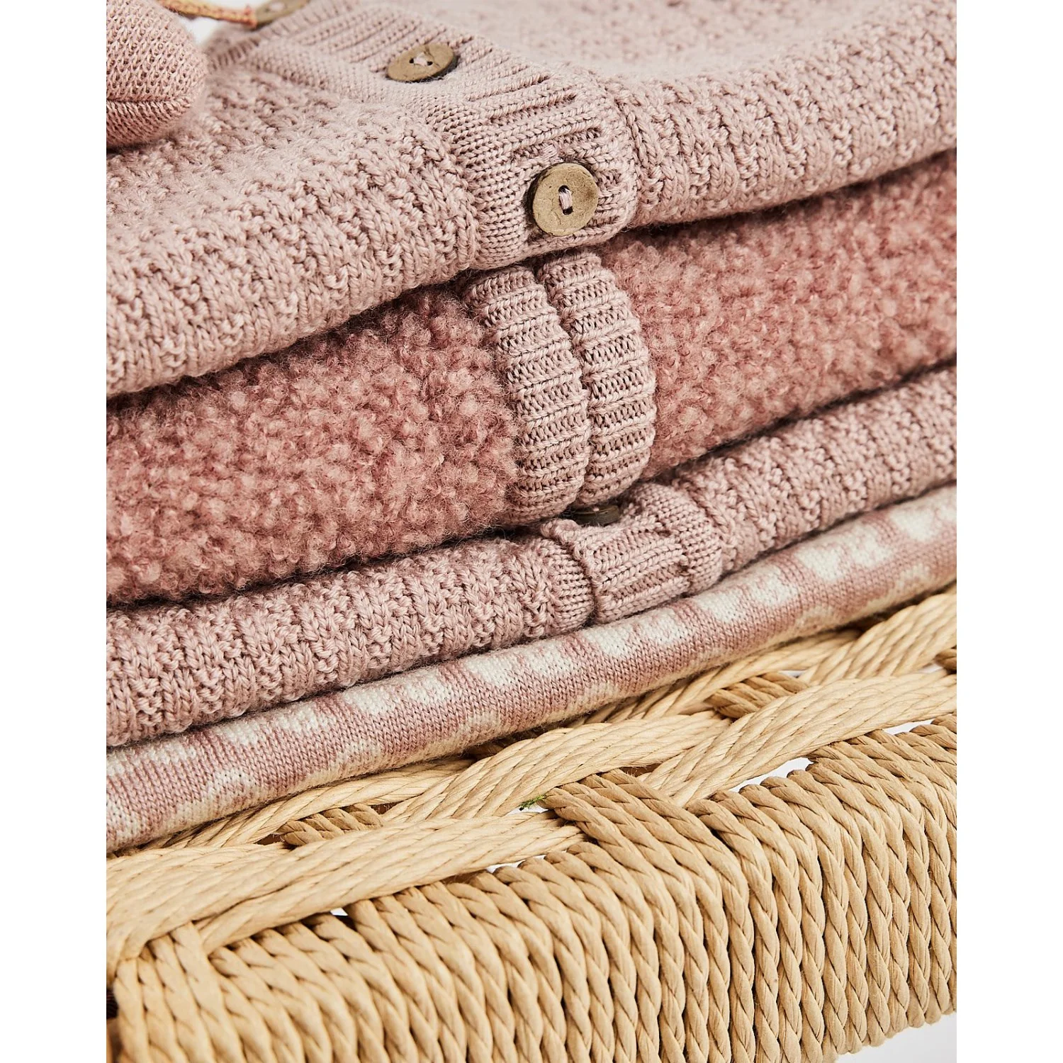 Smallstuff Rose Cardigan With Zipper Bouclé Merino Wool - Image 3
