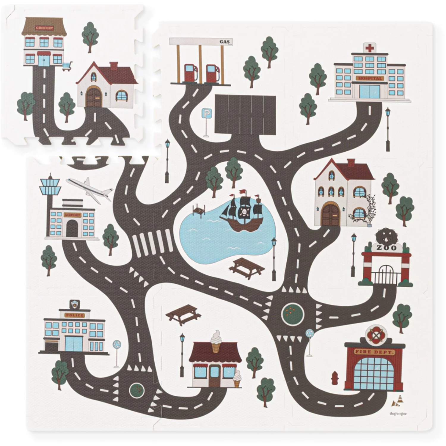 That's Mine Roadtrip Alva Foam Play Mat Square