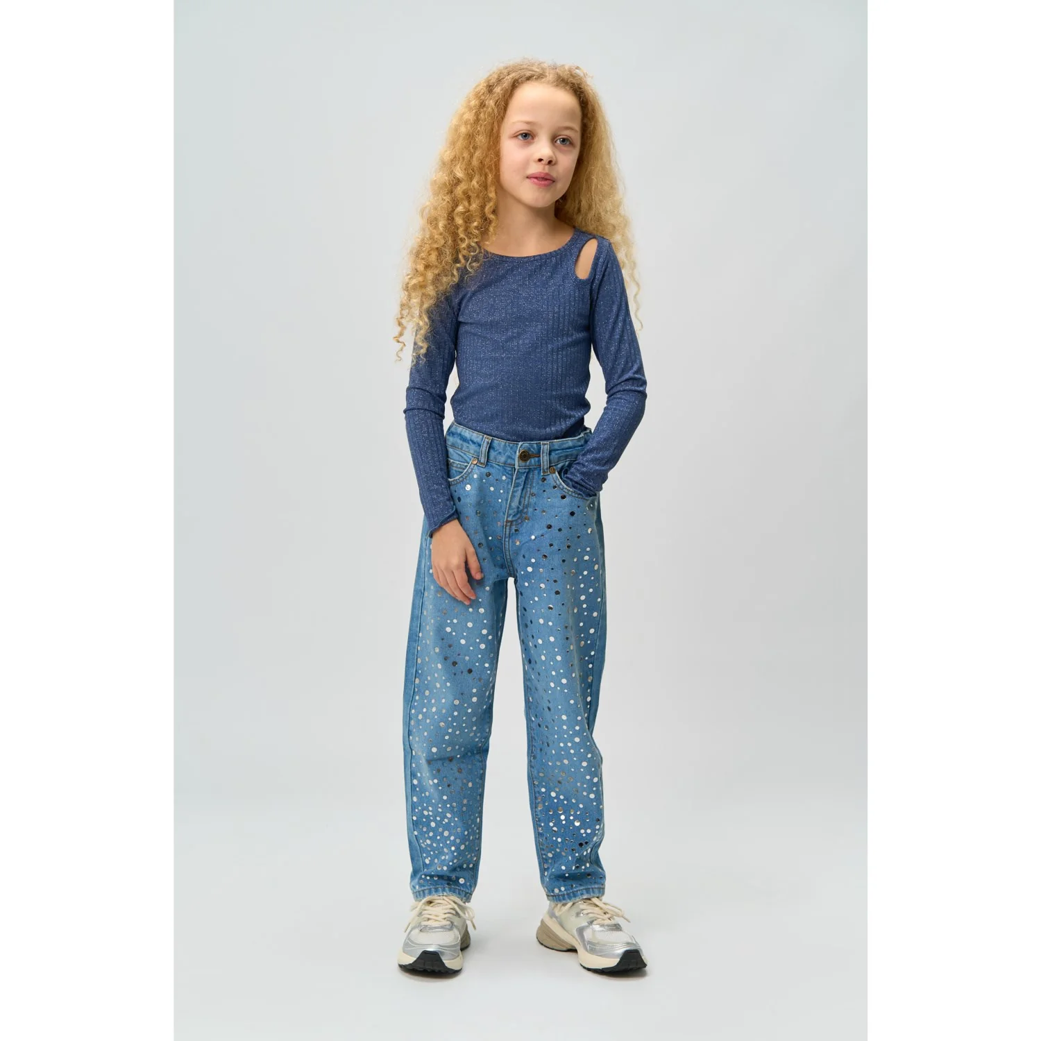 The New Navy Blazer Rina L_S Glitter Rib Tee - Image 3