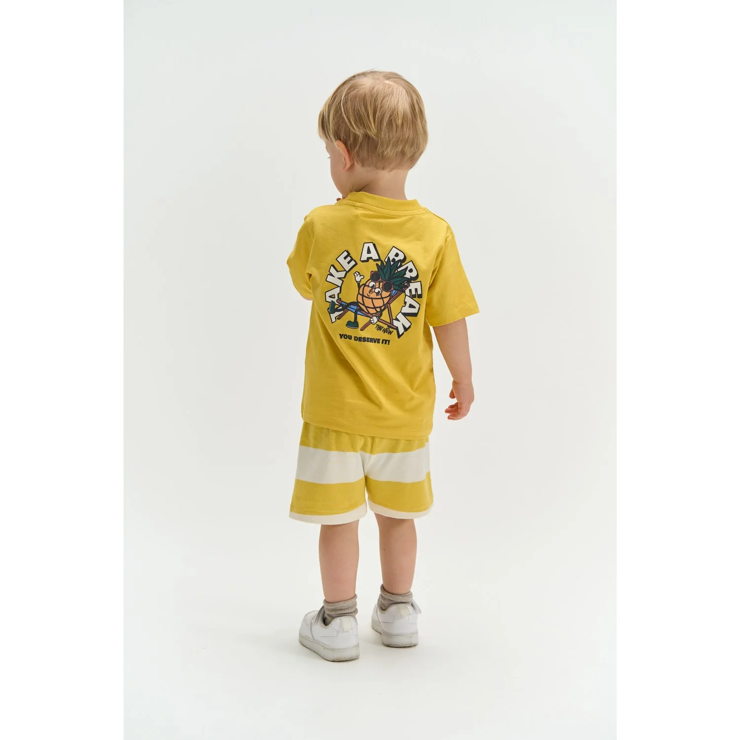 THE NEW Siblings Cream Gold Striped Tnsttrevor Jersey Shorts - Image 3
