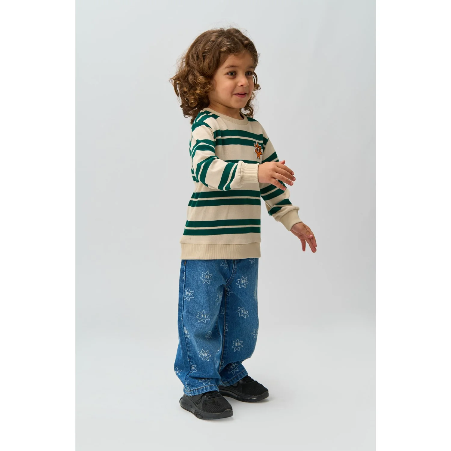 THE NEW Siblings Deep Teal Striped Robbie Knit Sweatshirt - Image 3