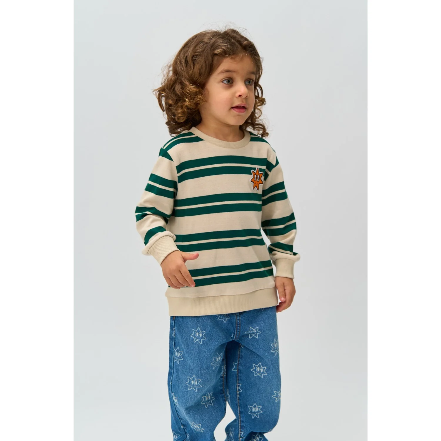 THE NEW Siblings Deep Teal Striped Robbie Knit Sweatshirt - Image 4