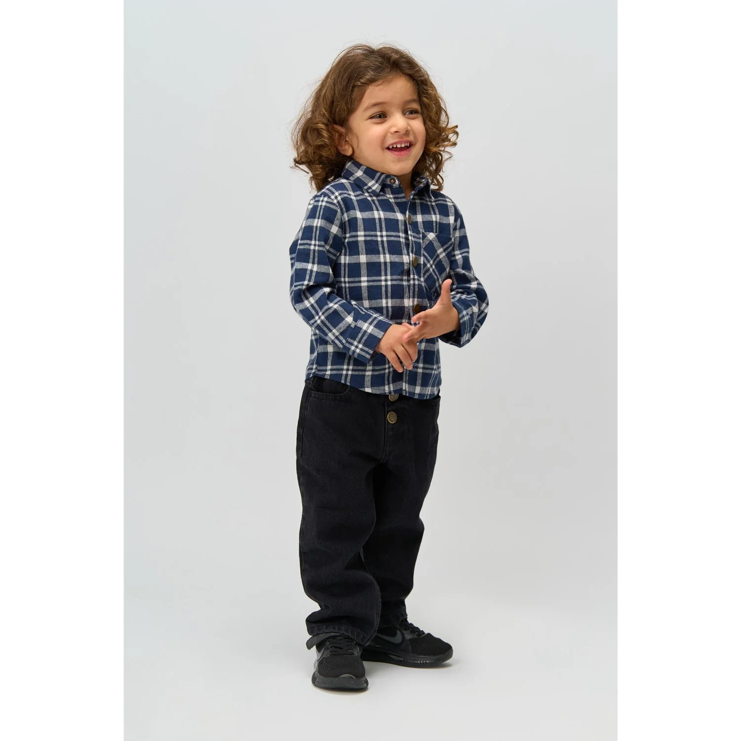 THE NEW Siblings Navy Blazer Check Riggs L_S Flannel Shirt - Image 2