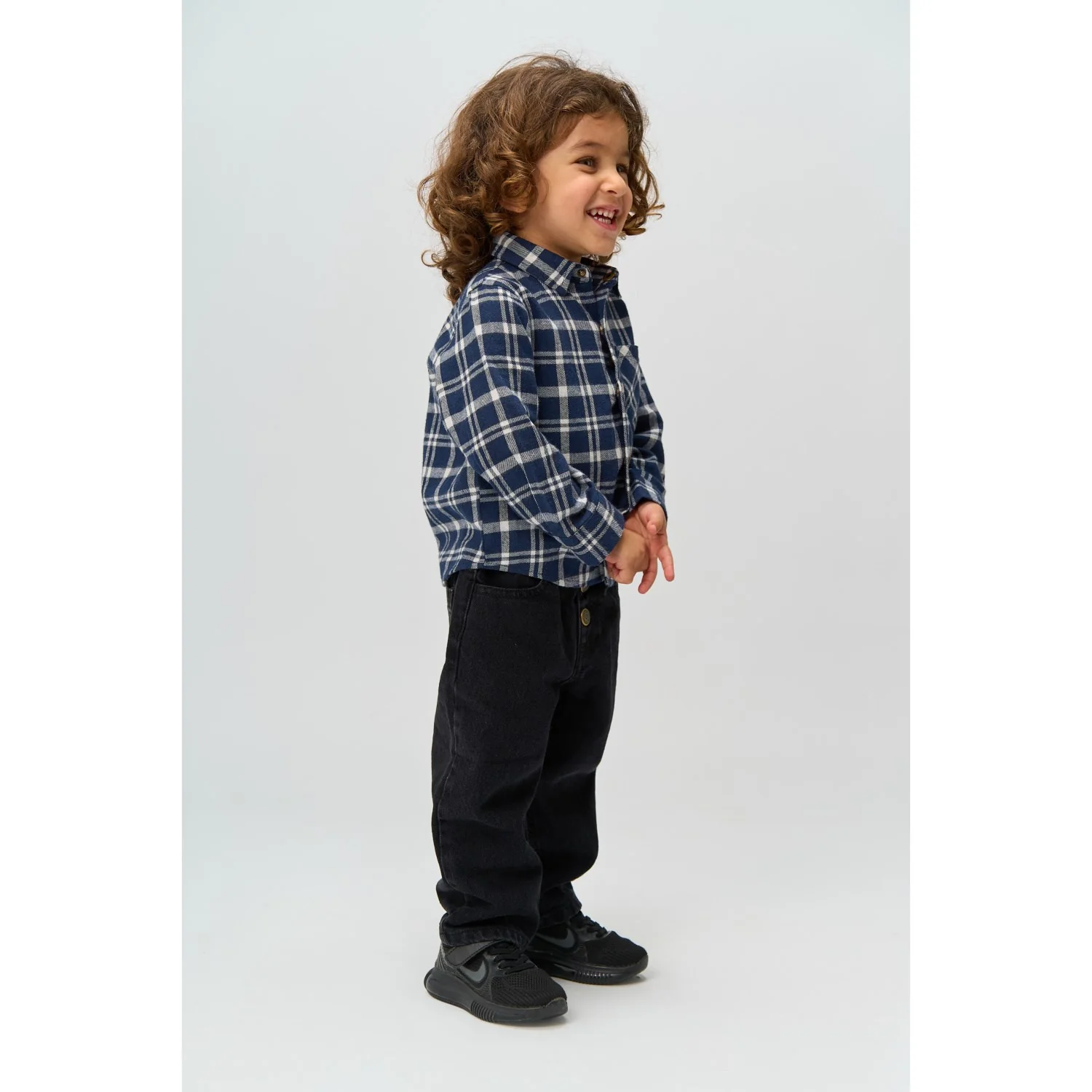 THE NEW Siblings Navy Blazer Check Riggs L_S Flannel Shirt - Image 3