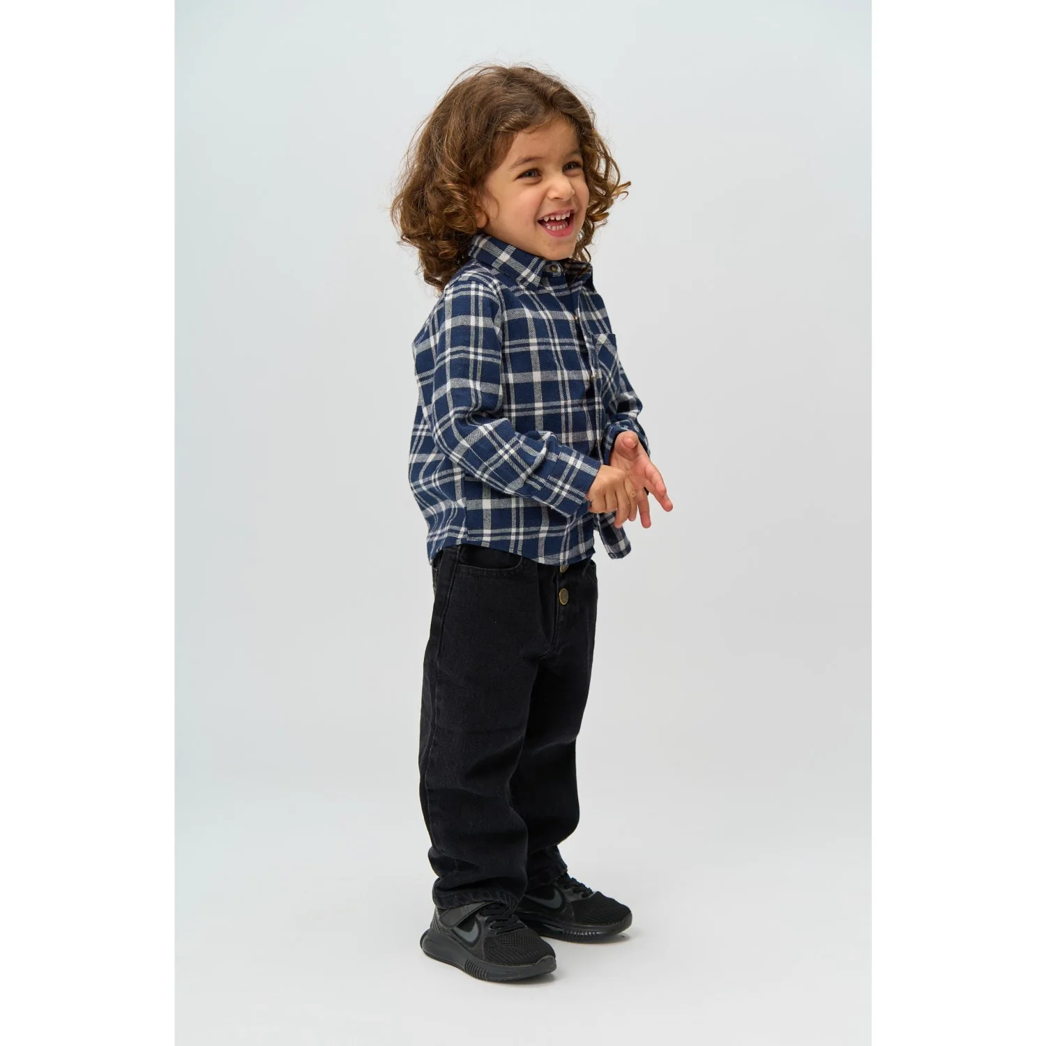 THE NEW Siblings Navy Blazer Check Riggs L_S Flannel Shirt - Image 4
