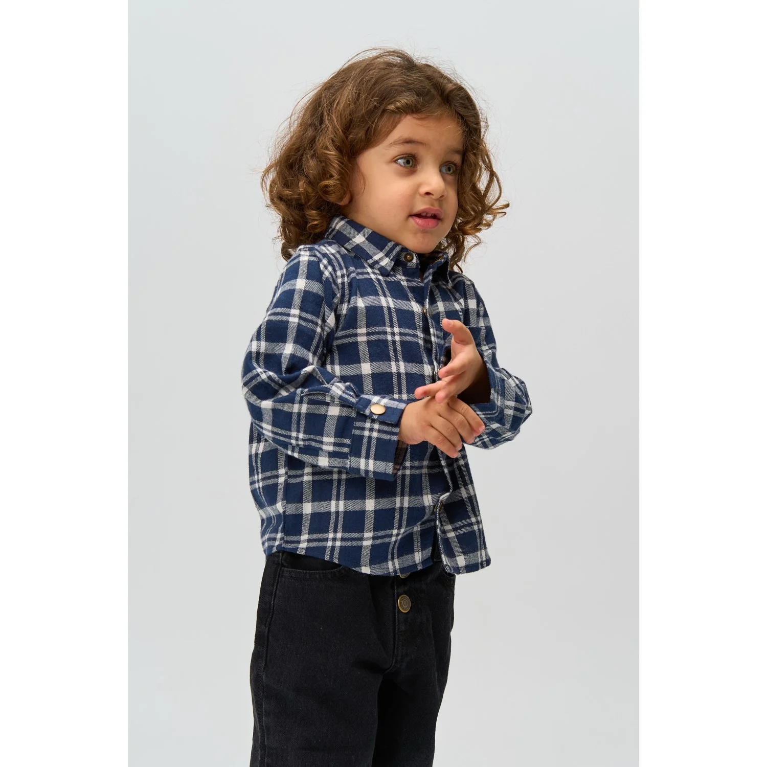 THE NEW Siblings Navy Blazer Check Riggs L_S Flannel Shirt - Image 5