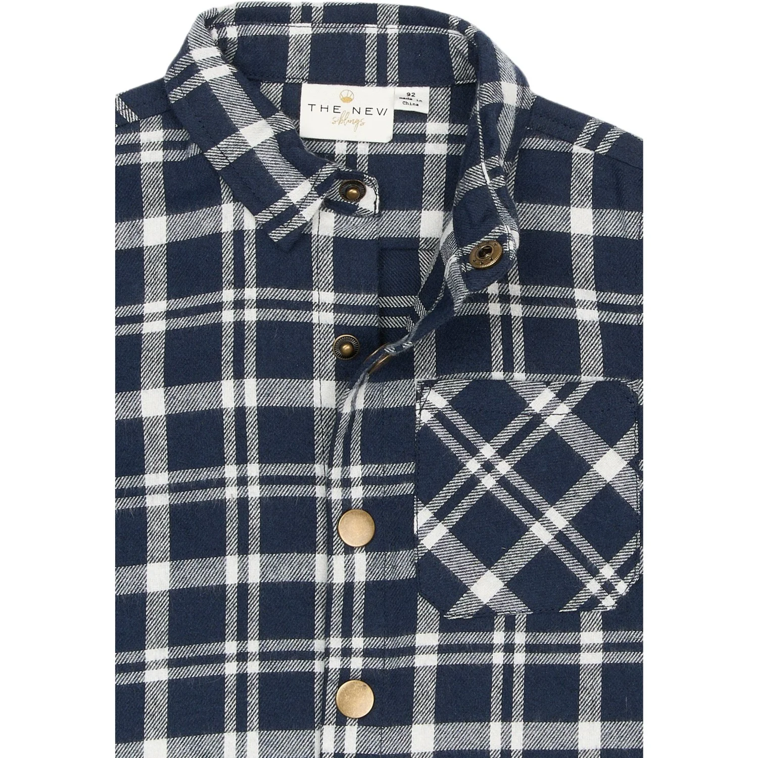 THE NEW Siblings Navy Blazer Check Riggs L_S Flannel Shirt - Image 7