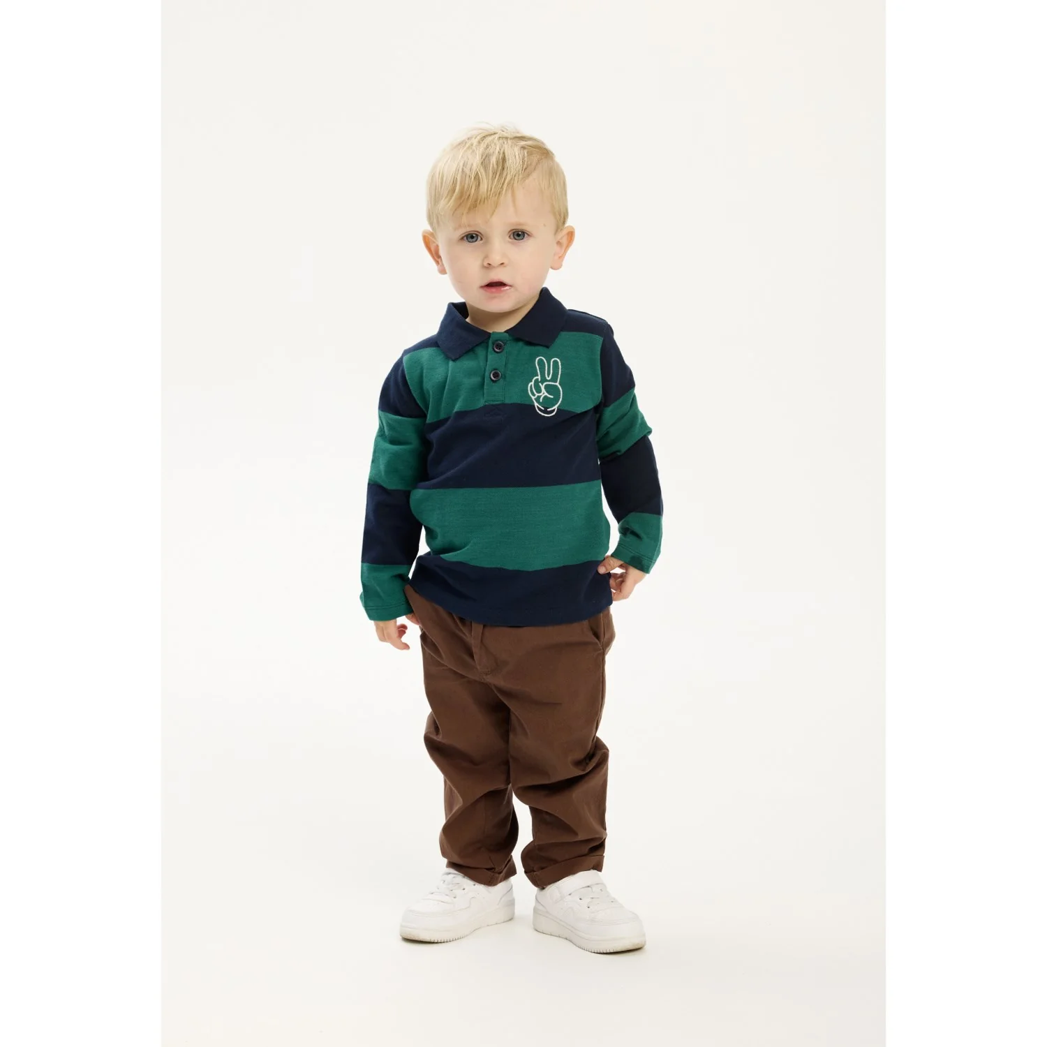 THE NEW Siblings Navy Blazer Striped Pinon L_S Pique Polo - Image 3