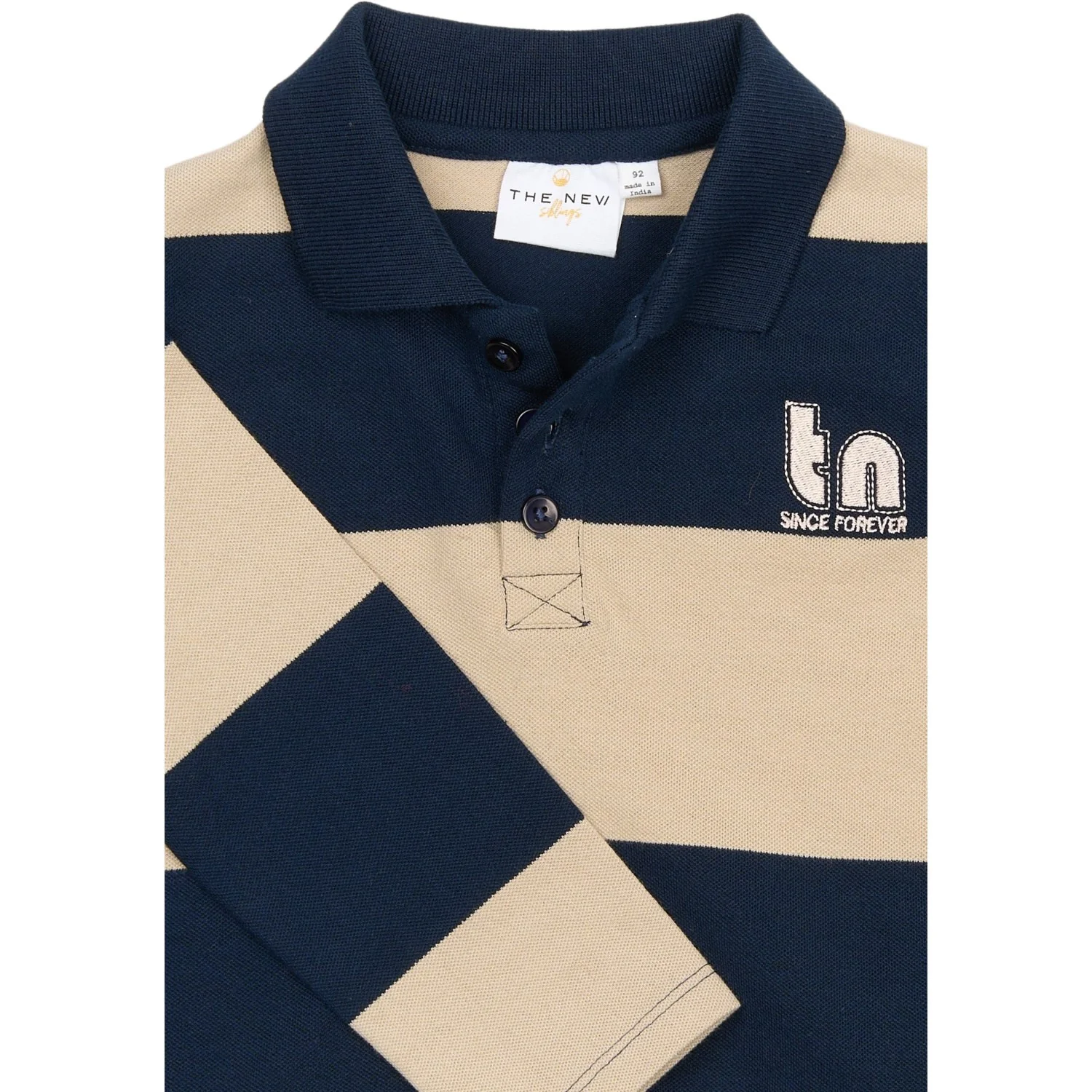 THE NEW Siblings Navy Blazer Striped Rinon L_S Pique Polo - Image 6