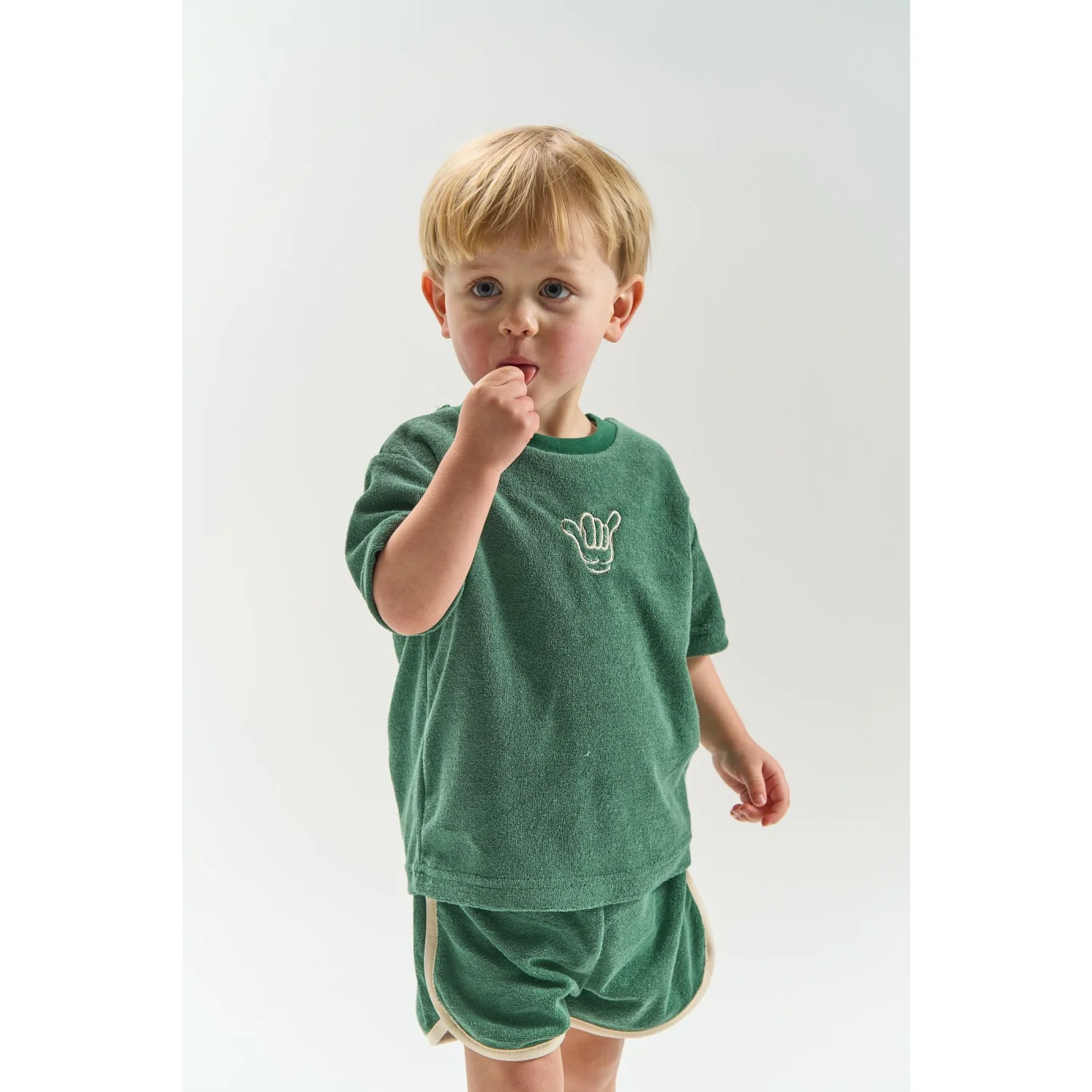 THE NEW Siblings Posy Green Tnstterry Shorts - Image 2