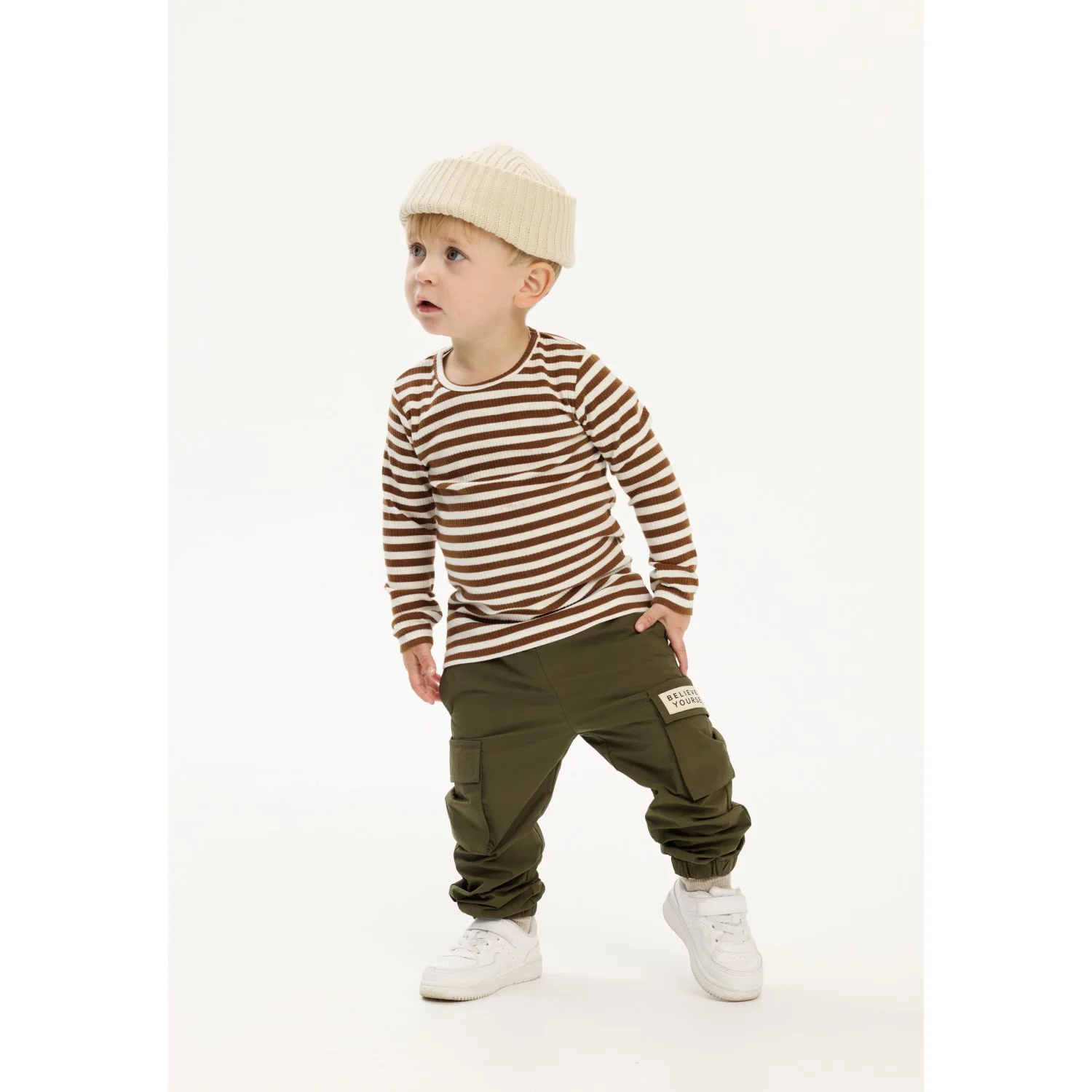 THE NEW Siblings Toffee Striped Fro L_S Rib Tee - Image 2