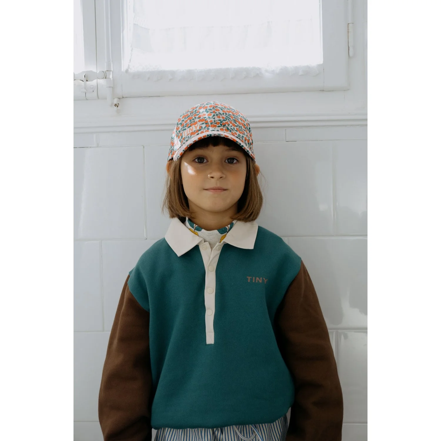 TinyCottons Dark Green Color Block Polo Sleeve T-Shirt - Image 2