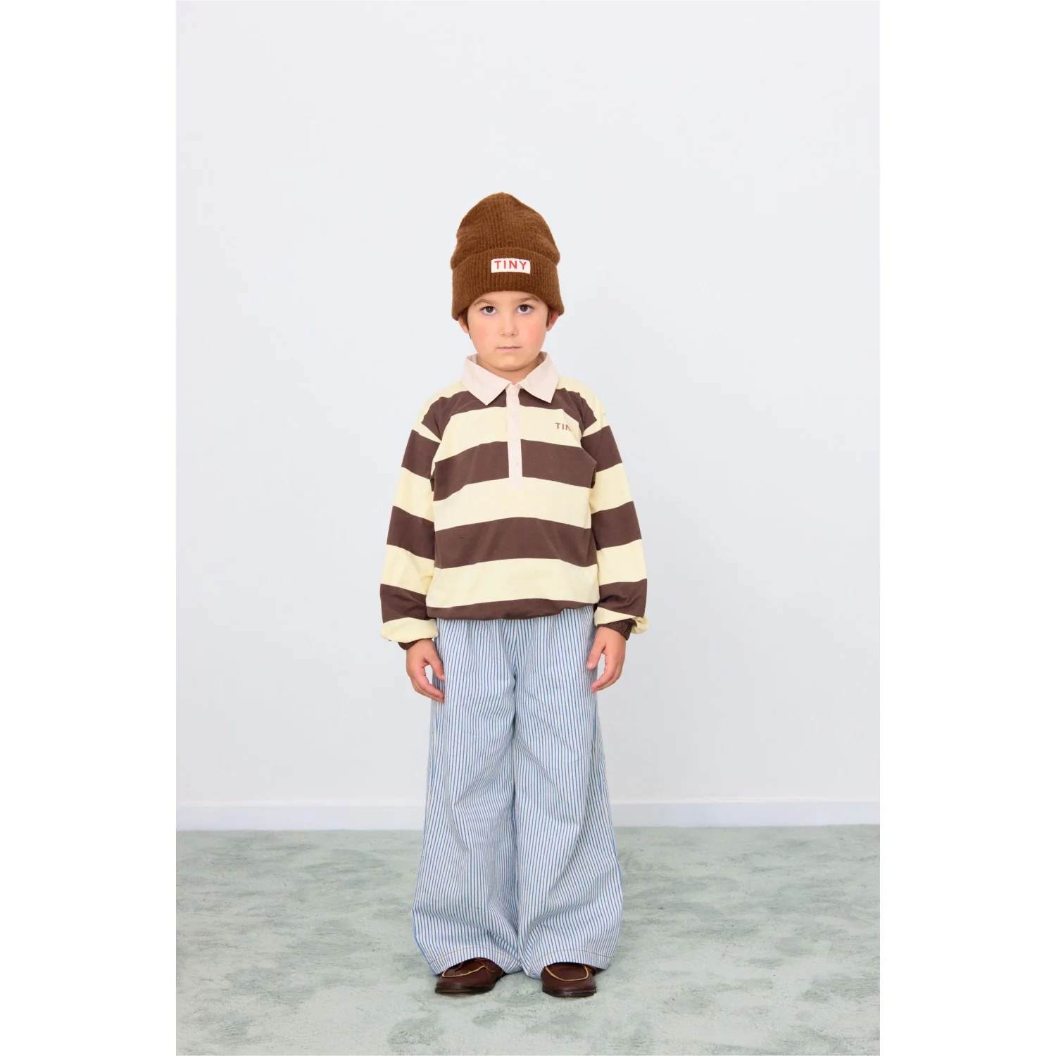 TinyCottons Dusty Yellow Stripes Polo Sleeve T-Shirt - Image 2