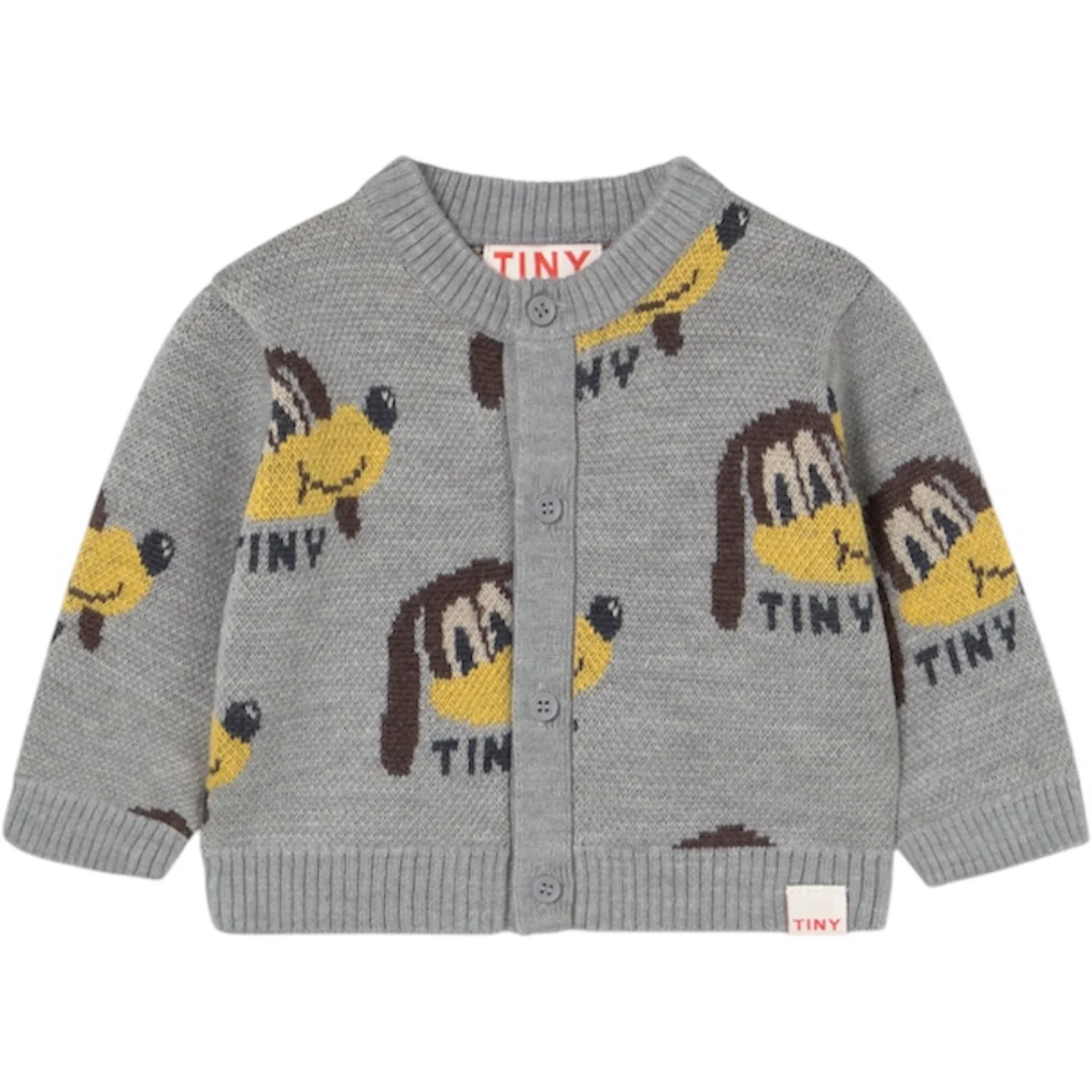 TinyCottons Medium Grey Heather Dogs Baby Cardigan