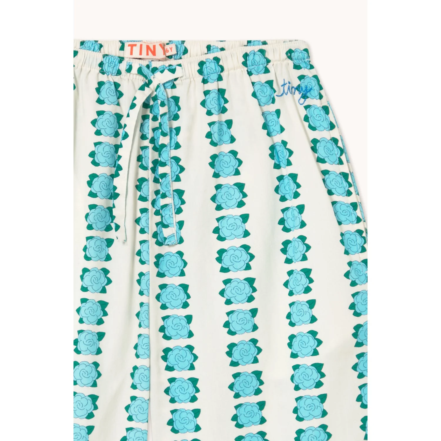 TinyCottons Off-white Blue Flowers Pant - Image 4