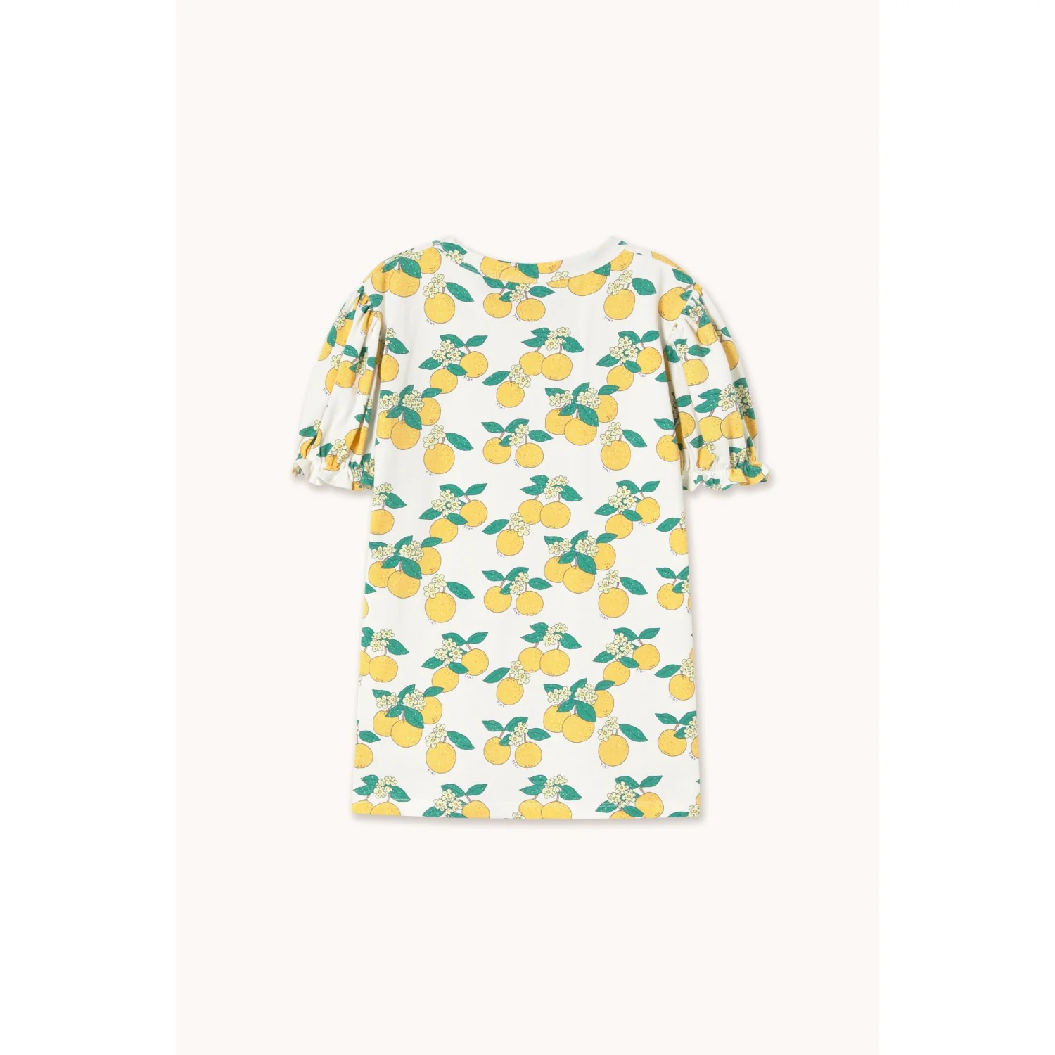 TinyCottons Off-White Oranges Puff Sleeve Dress - Image 3