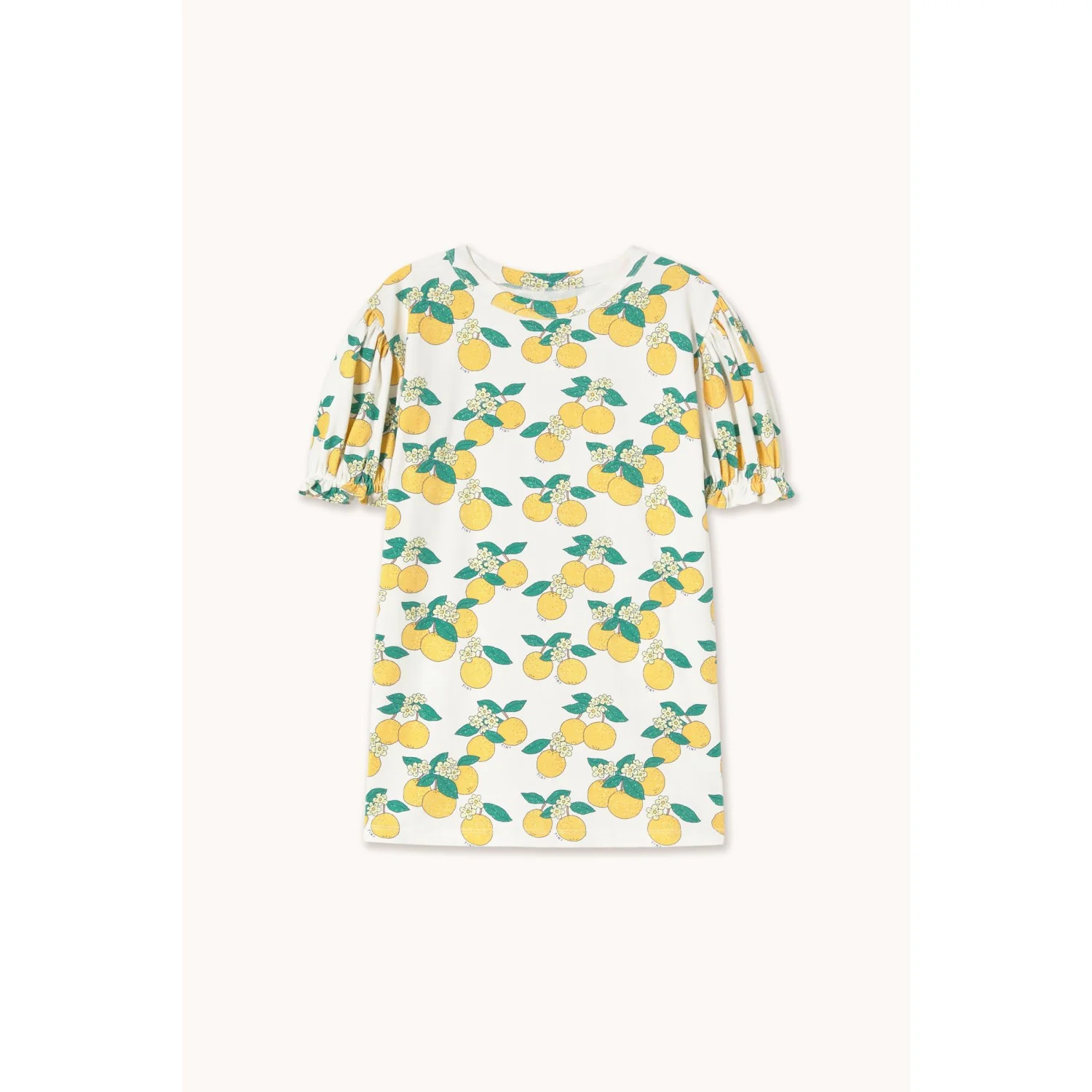 TinyCottons Off-White Oranges Puff Sleeve Dress - Image 4