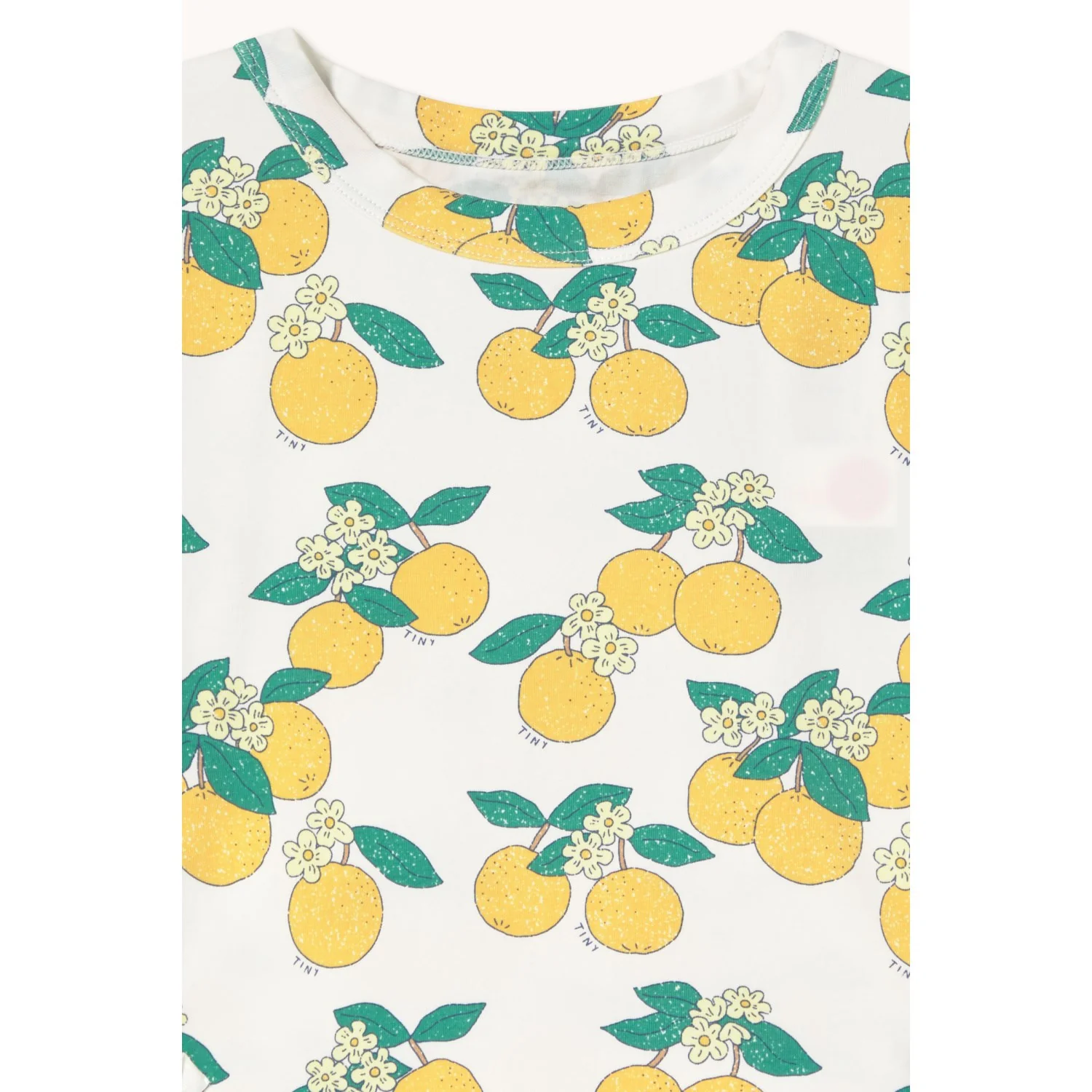 TinyCottons Off-White Oranges Puff Sleeve Dress - Image 5