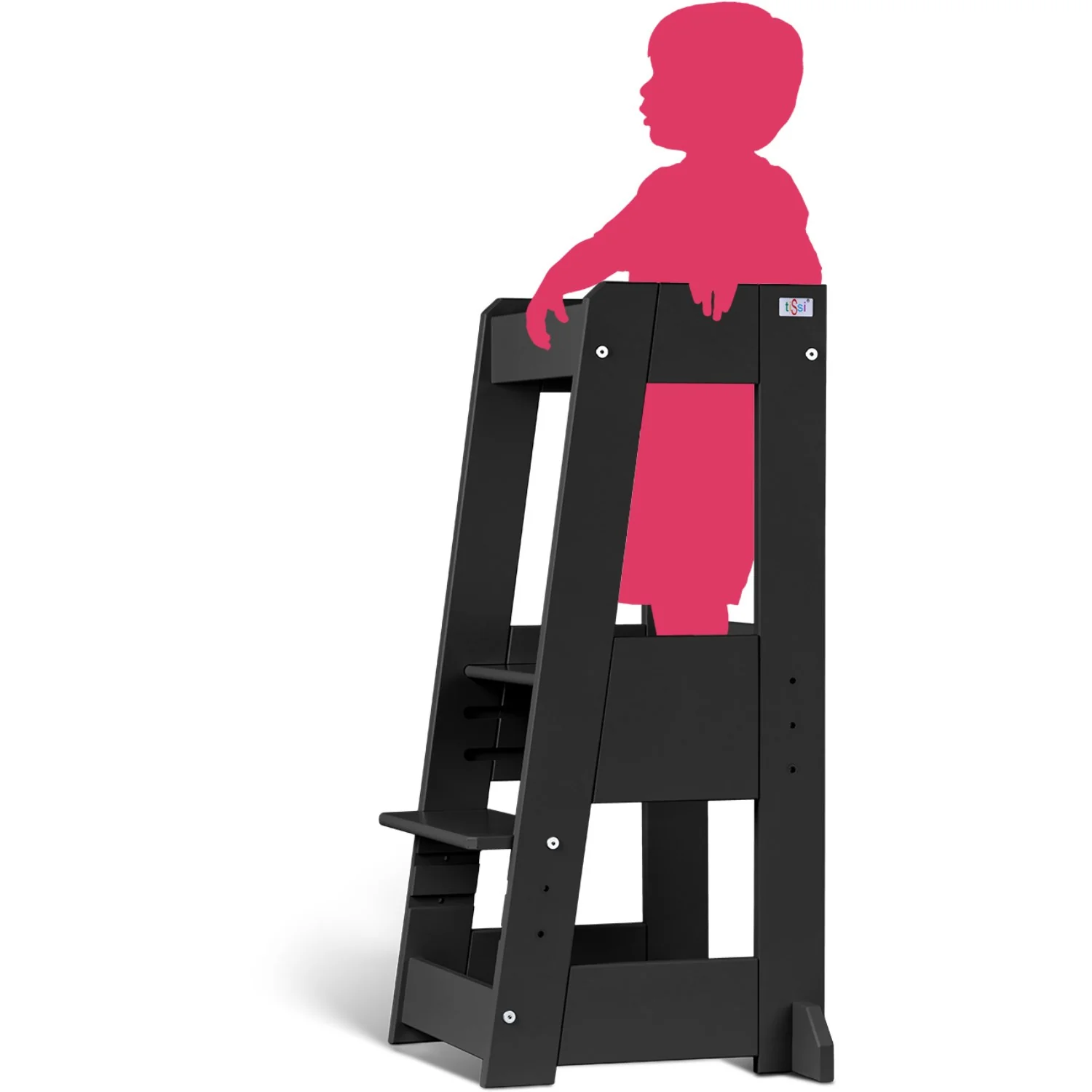 tiSsi® Black Laquer Felix Learning Tower Solid Beech - Image 2