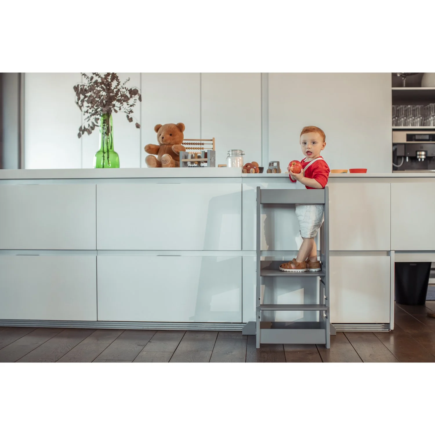 tiSsi® Stormy Grey Laquer Felix Learning Tower Solid Beech - Image 2