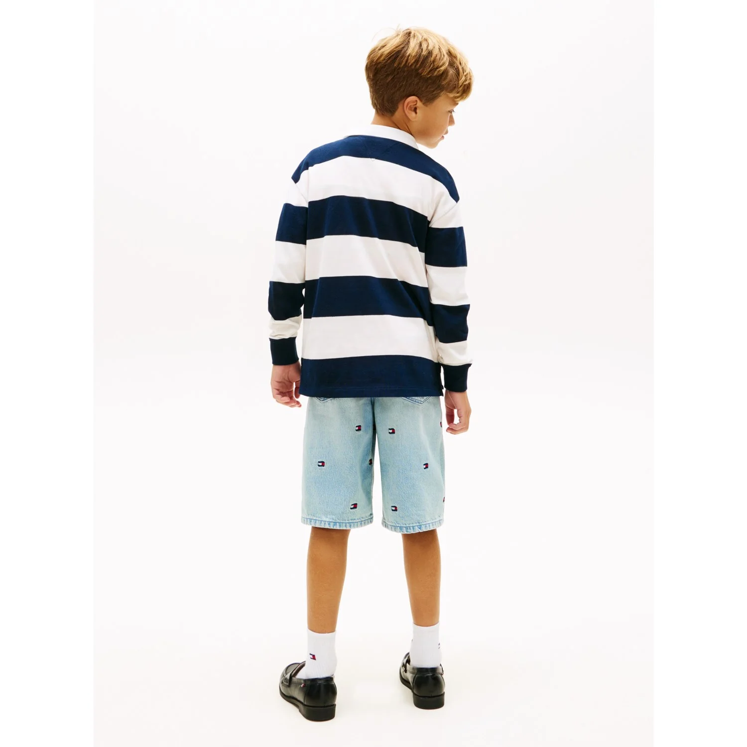 Tommy Hilfiger Dark Night Navy Stripe Th Script Graphic Rugby Polo Ls - Image 5