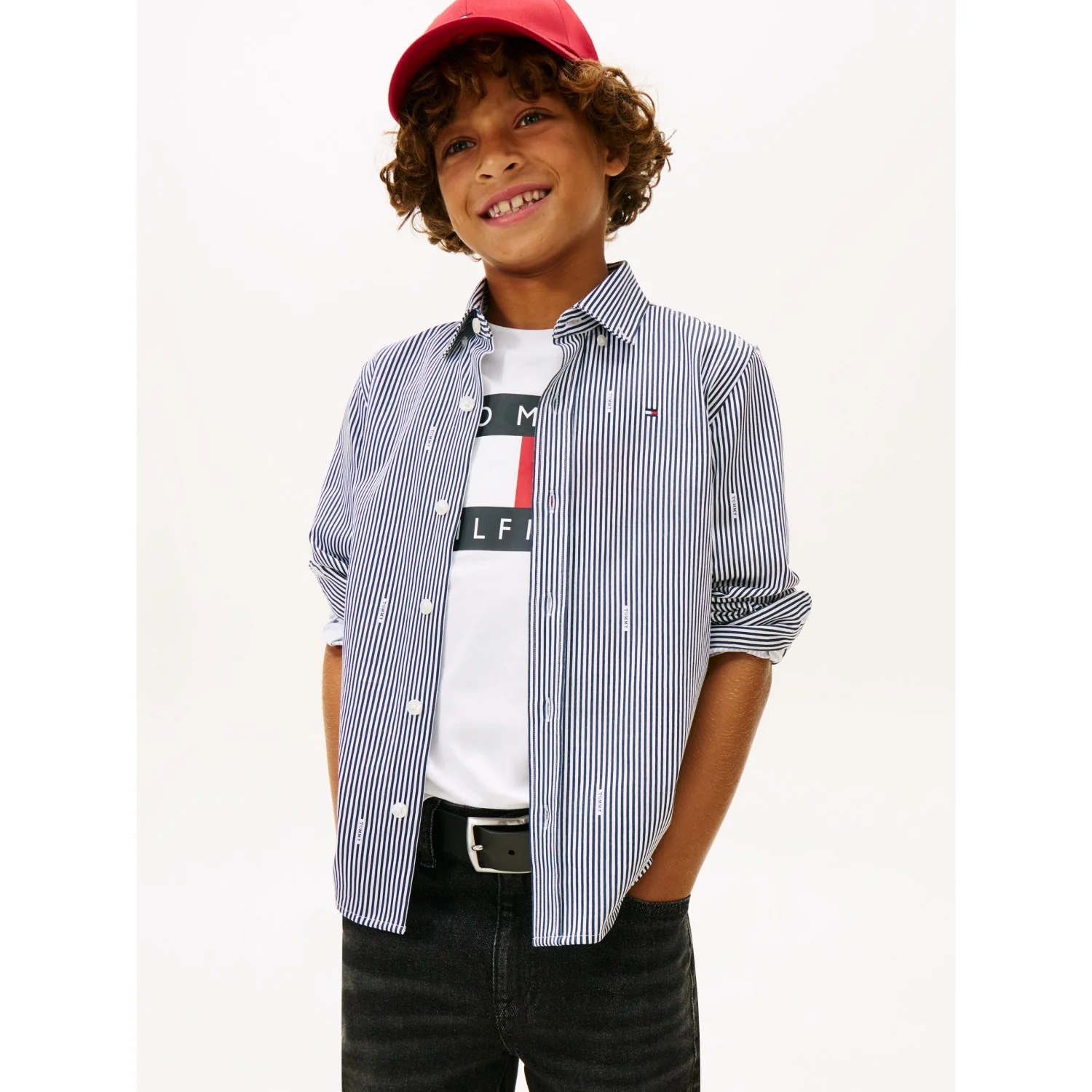 Tommy Hilfiger Dark Night Navy White Stripe Aop Jersey Shirt - Image 2