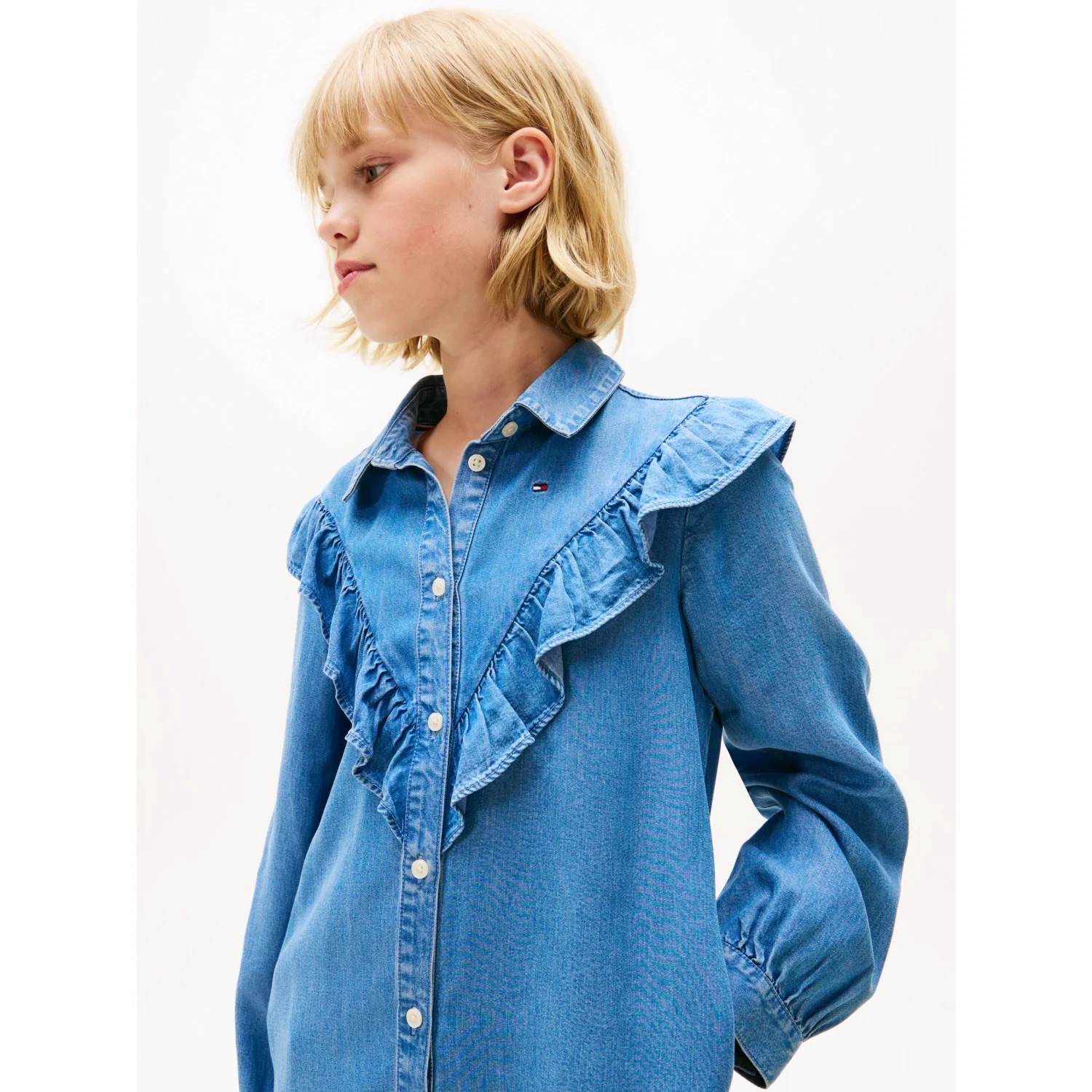 Tommy Hilfiger Denim Ruffle Shirt Dress - Image 2