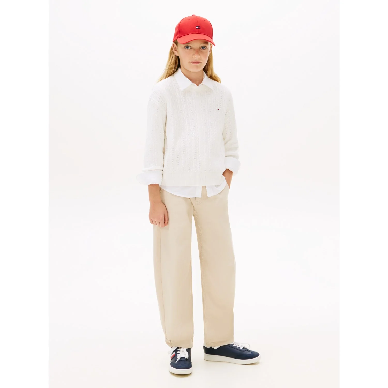 Tommy Hilfiger Ivory Silk Pointelle Cable Sweater - Image 2
