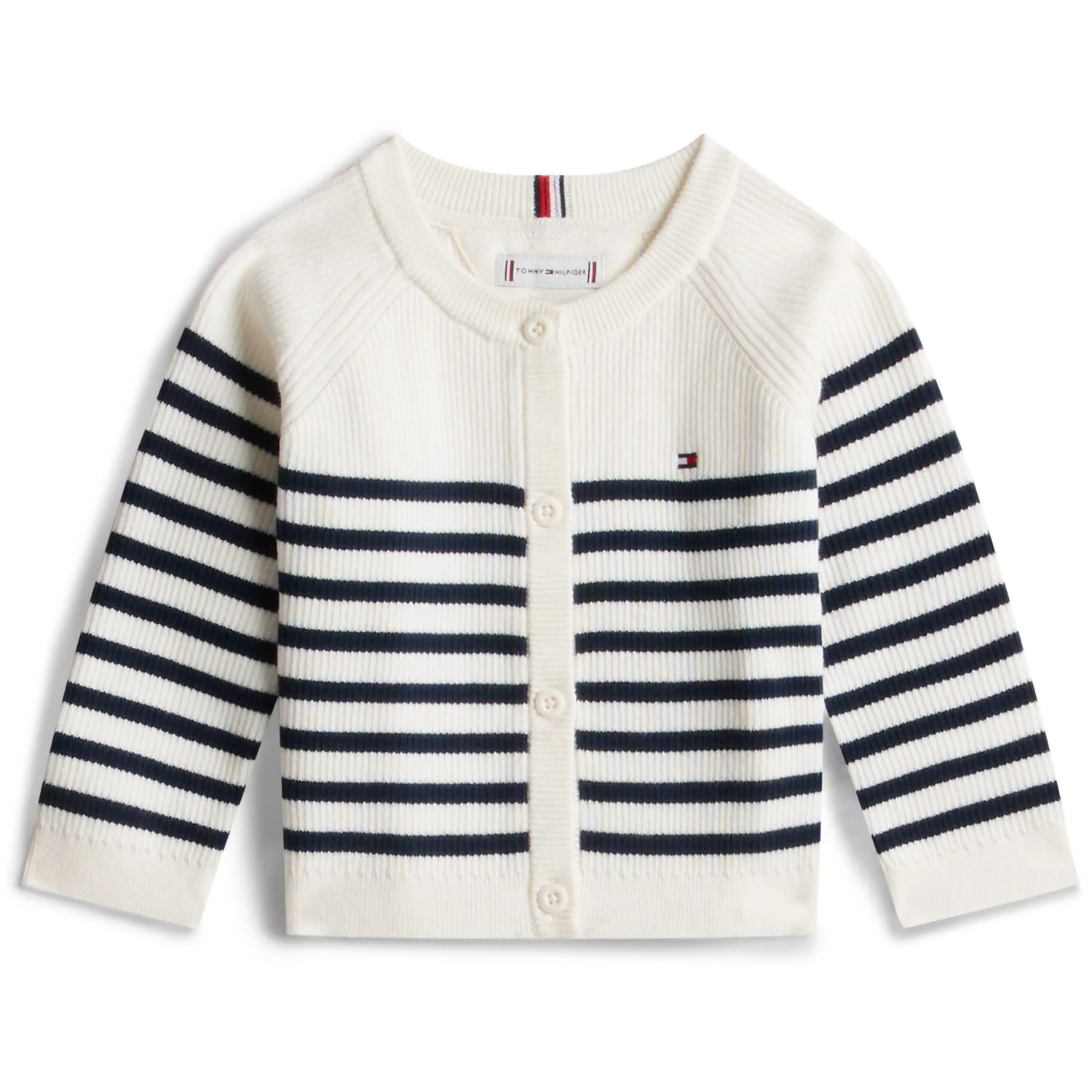 Tommy Hilfiger Ivory Silk Stripes Essential Regular Cardigan Ls - Image 3