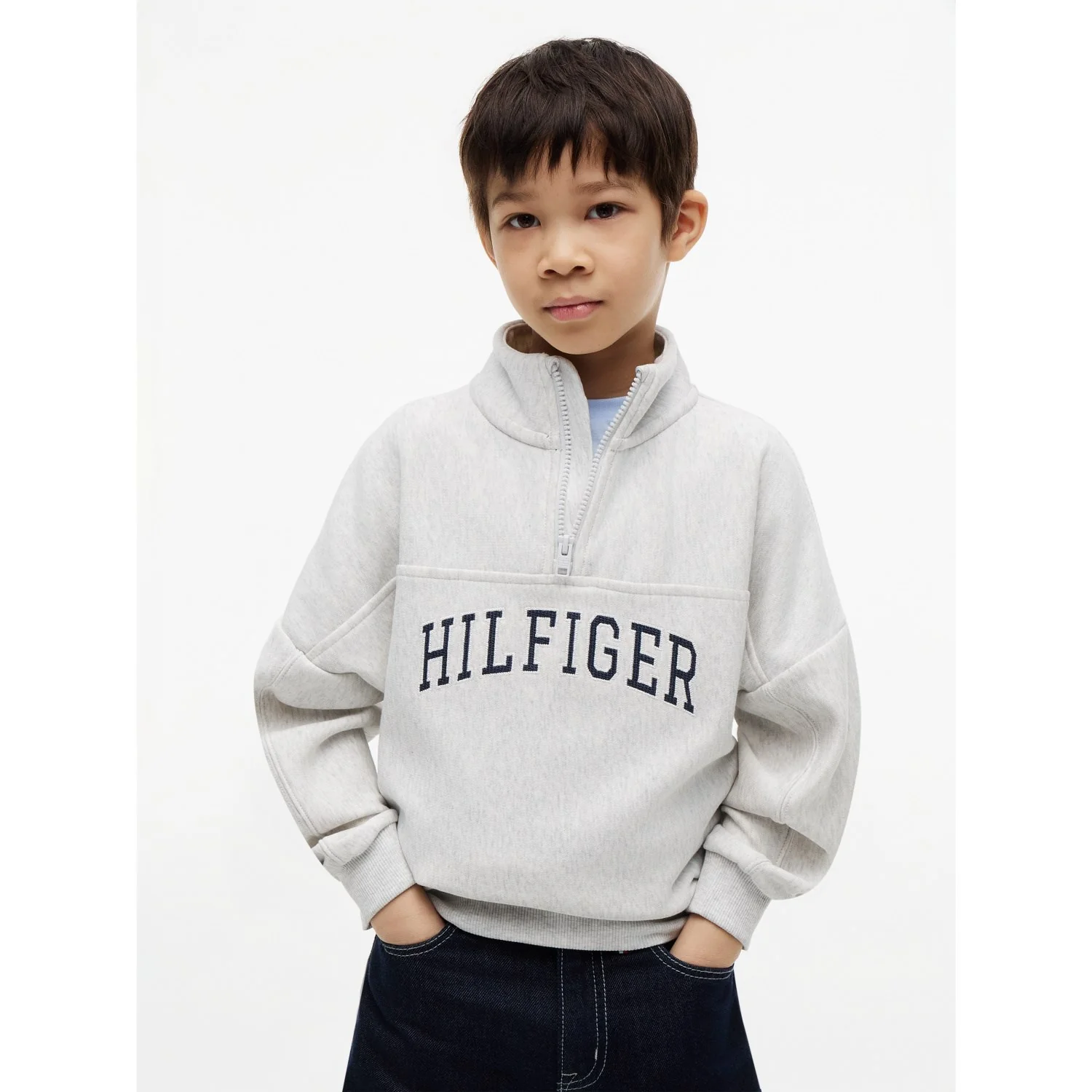 Tommy Hilfiger Light Grey Heather Hilfiger Varsity Zip Sweatshirt