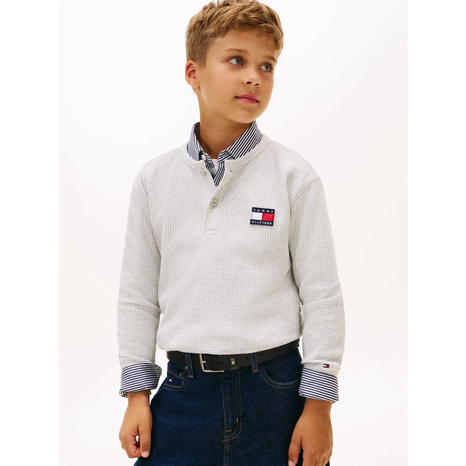Tommy Hilfiger Mid Grey Heather Heritage Henley Waffle Tee Ls - Image 2