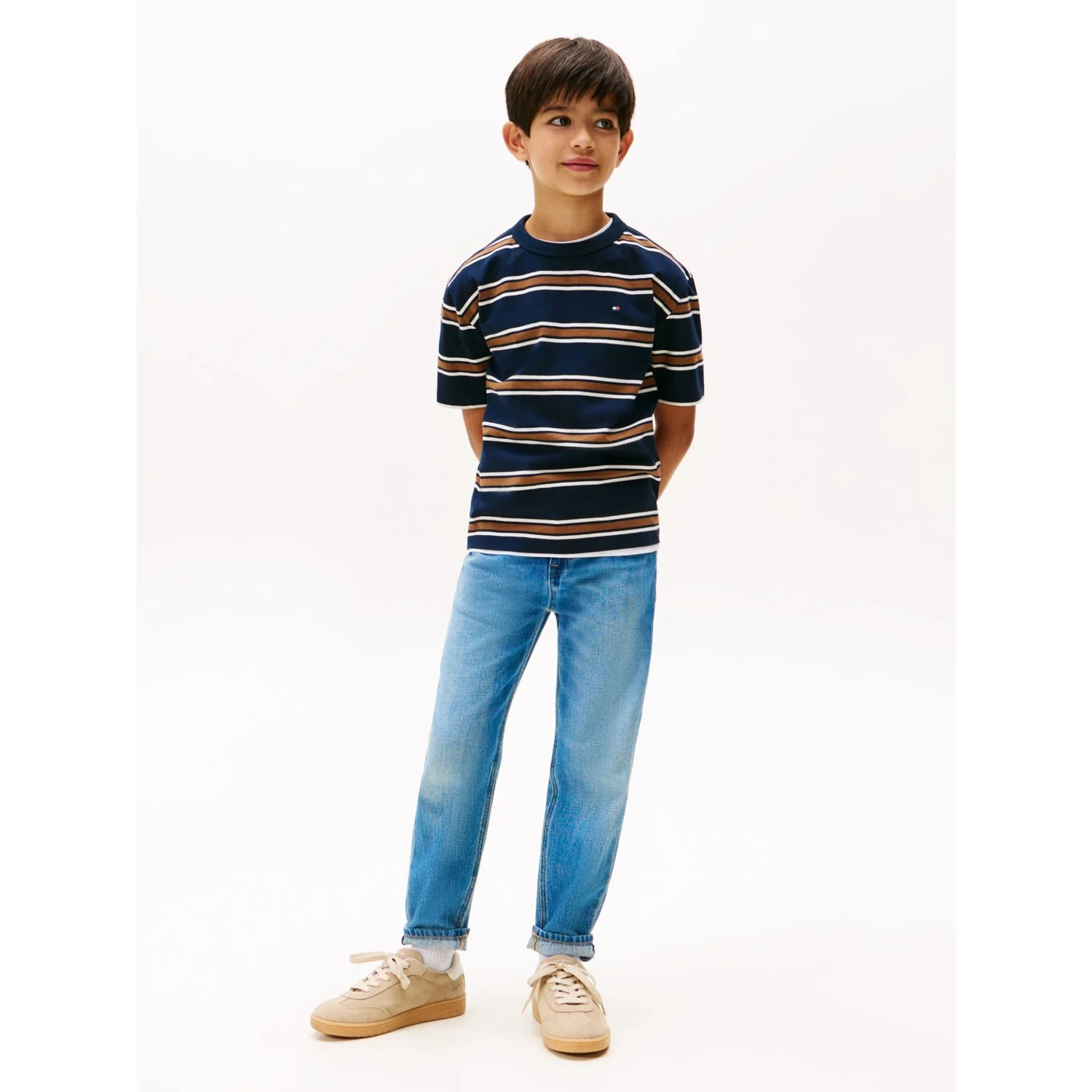 Tommy Hilfiger Navy Multi Stripe Cotton Stripe Tee Ss - Image 4