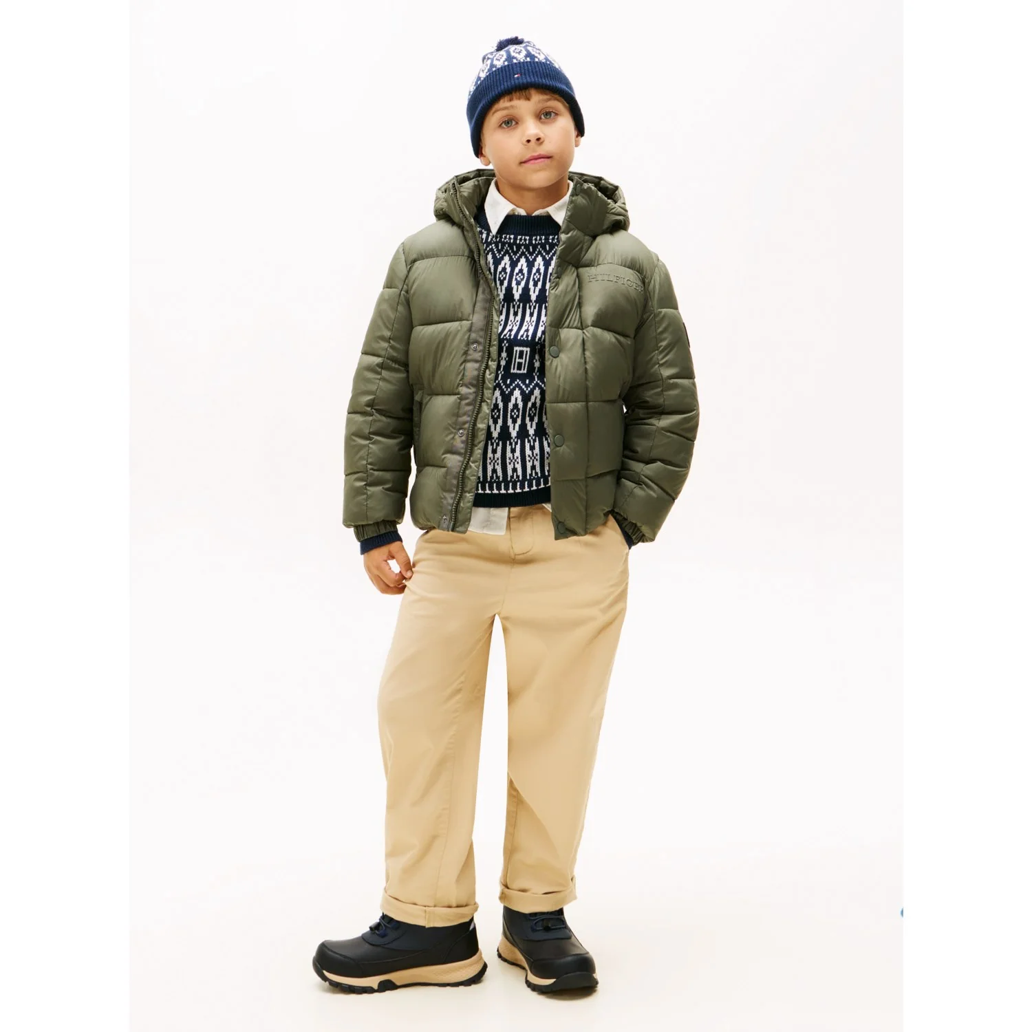 Tommy Hilfiger Pewter Green Matt And Shine Embossed Jacket - Image 3