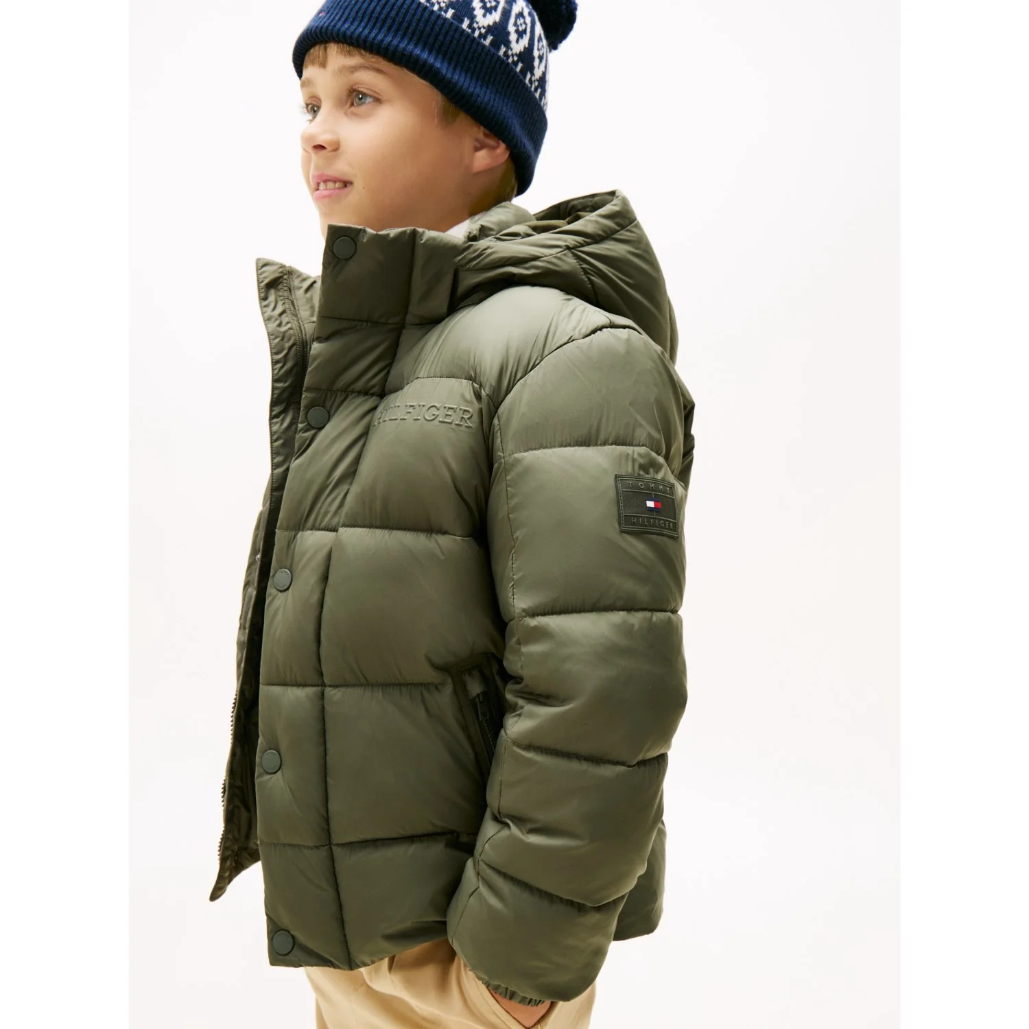 Tommy Hilfiger Pewter Green Matt And Shine Embossed Jacket - Image 4