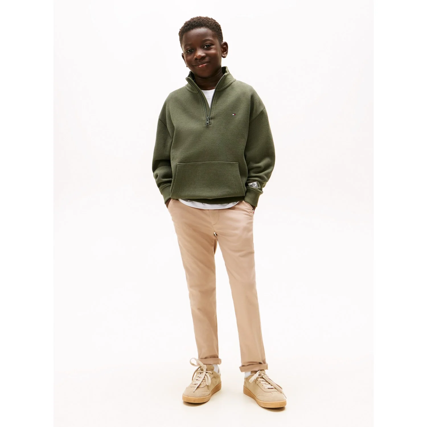 Tommy Hilfiger Pewter Green Texture Half Zip Sweatshirt - Image 4