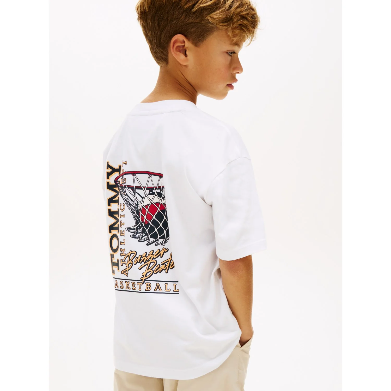Tommy Hilfiger White Basketball Graphic T-Shirt - Image 4