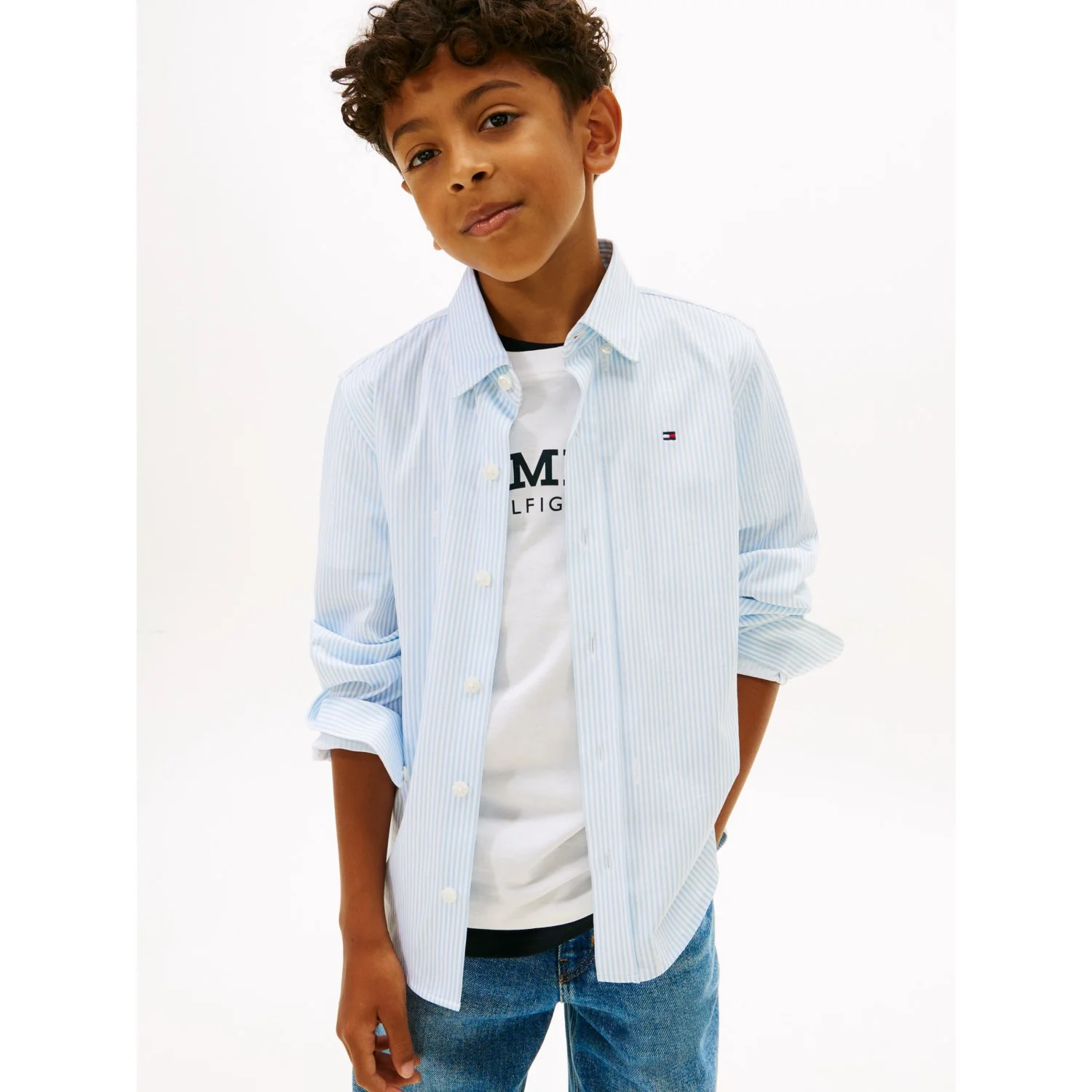 Tommy Hilfiger White Breezy Blue Stripe Aop Jersey Shirt - Image 2