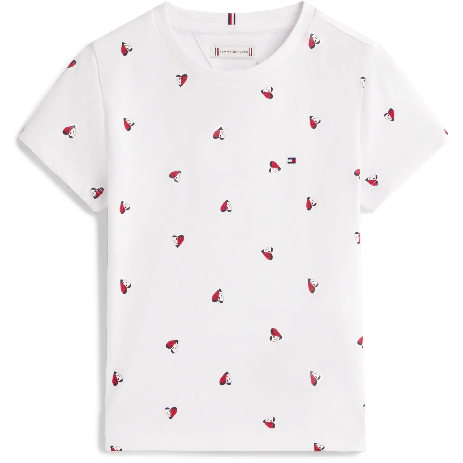 Tommy Hilfiger White Lg Aop Heart Tee Ss
