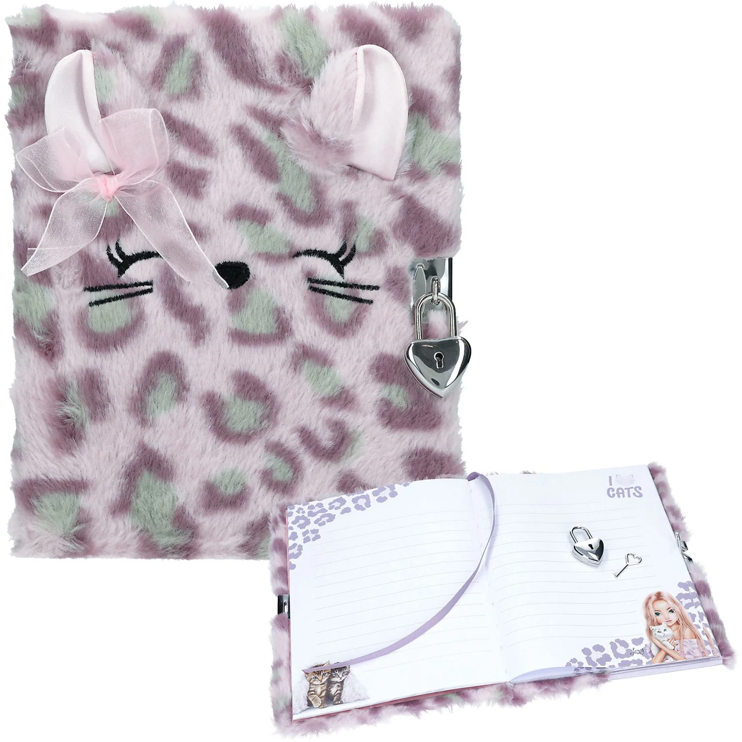 TOPModel Cosy Cat Diary With Lock Lilac