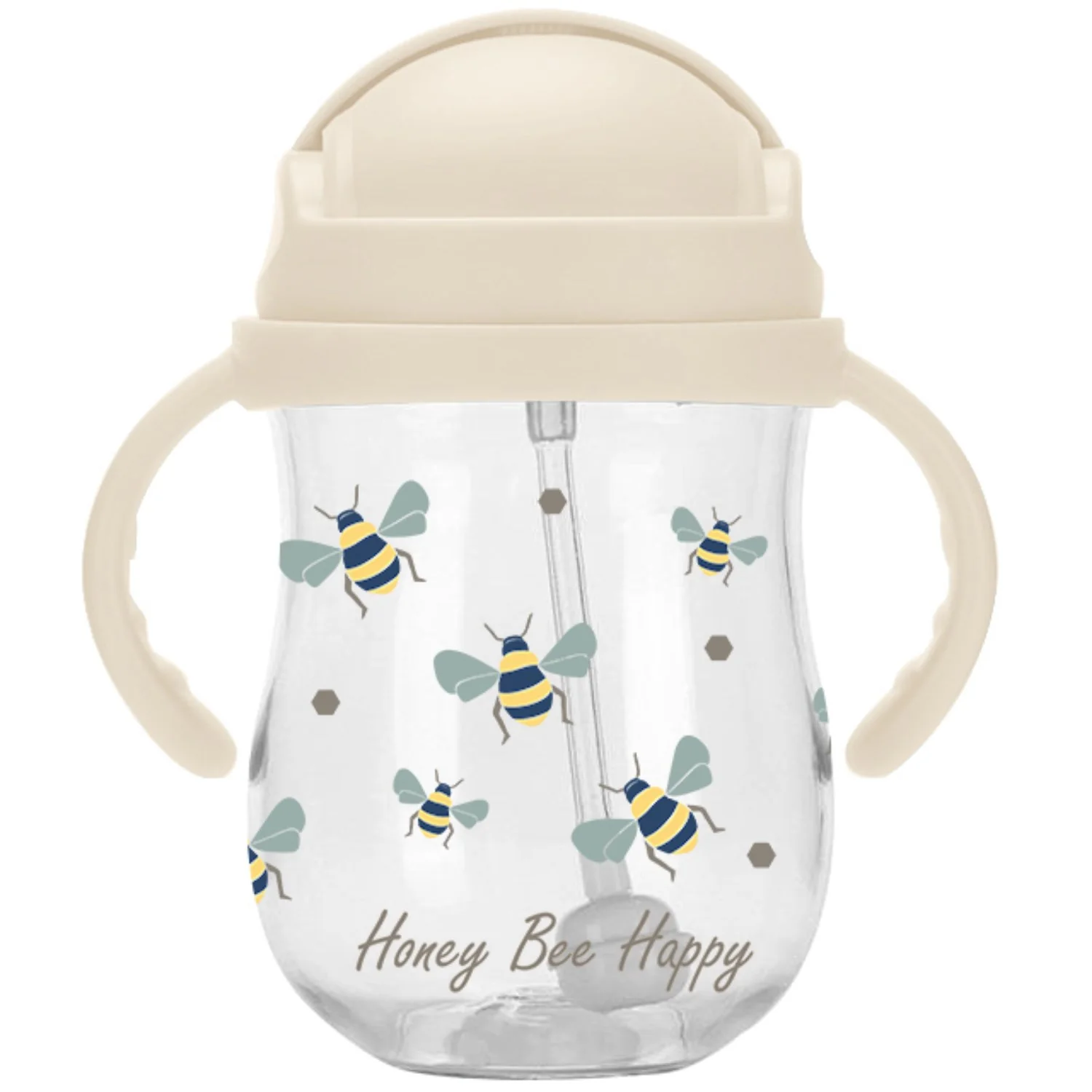 Vanilla COPENHAGEN Transparent Straw Bottle Tritan Honeybee 300 Ml
