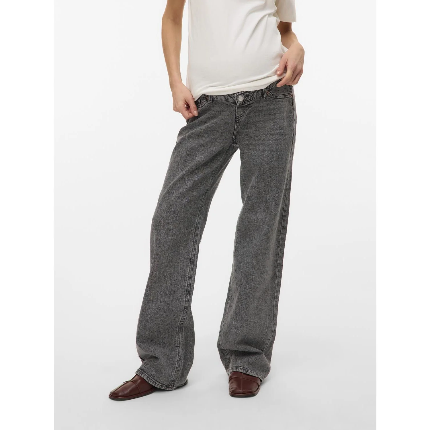 Vero Moda Maternity Medium Grey Denim Vmmtessa Wide Jeans Ra206 Ga Noos - Image 3