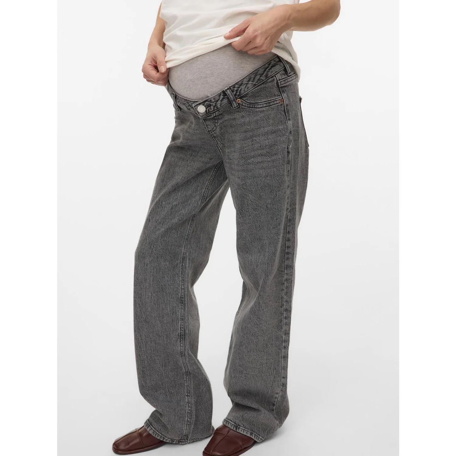 Vero Moda Maternity Medium Grey Denim Vmmtessa Wide Jeans Ra206 Ga Noos - Image 4