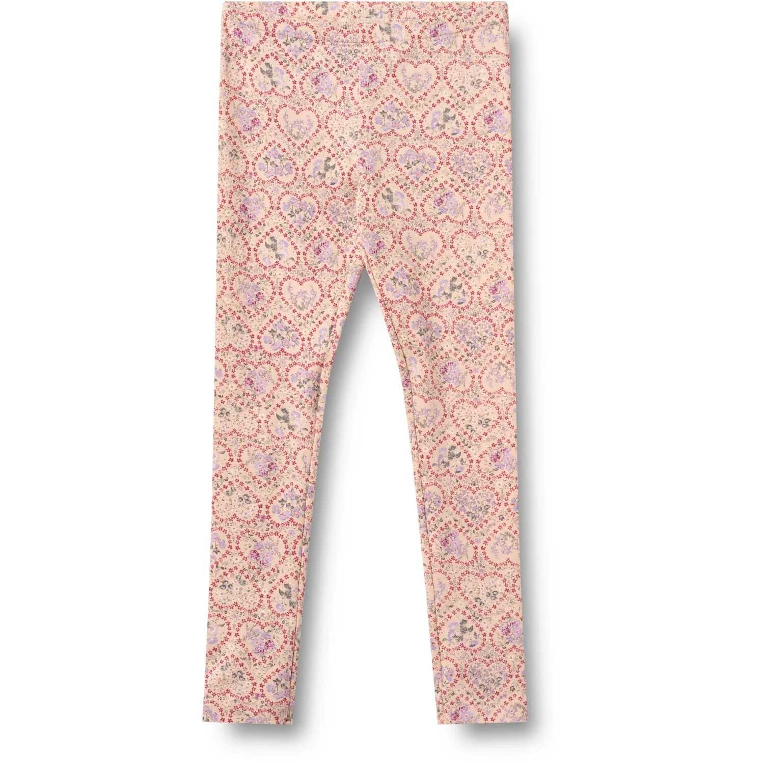 Wheat Magenta Heart Flowers 2 Leggings Jules - Image 2