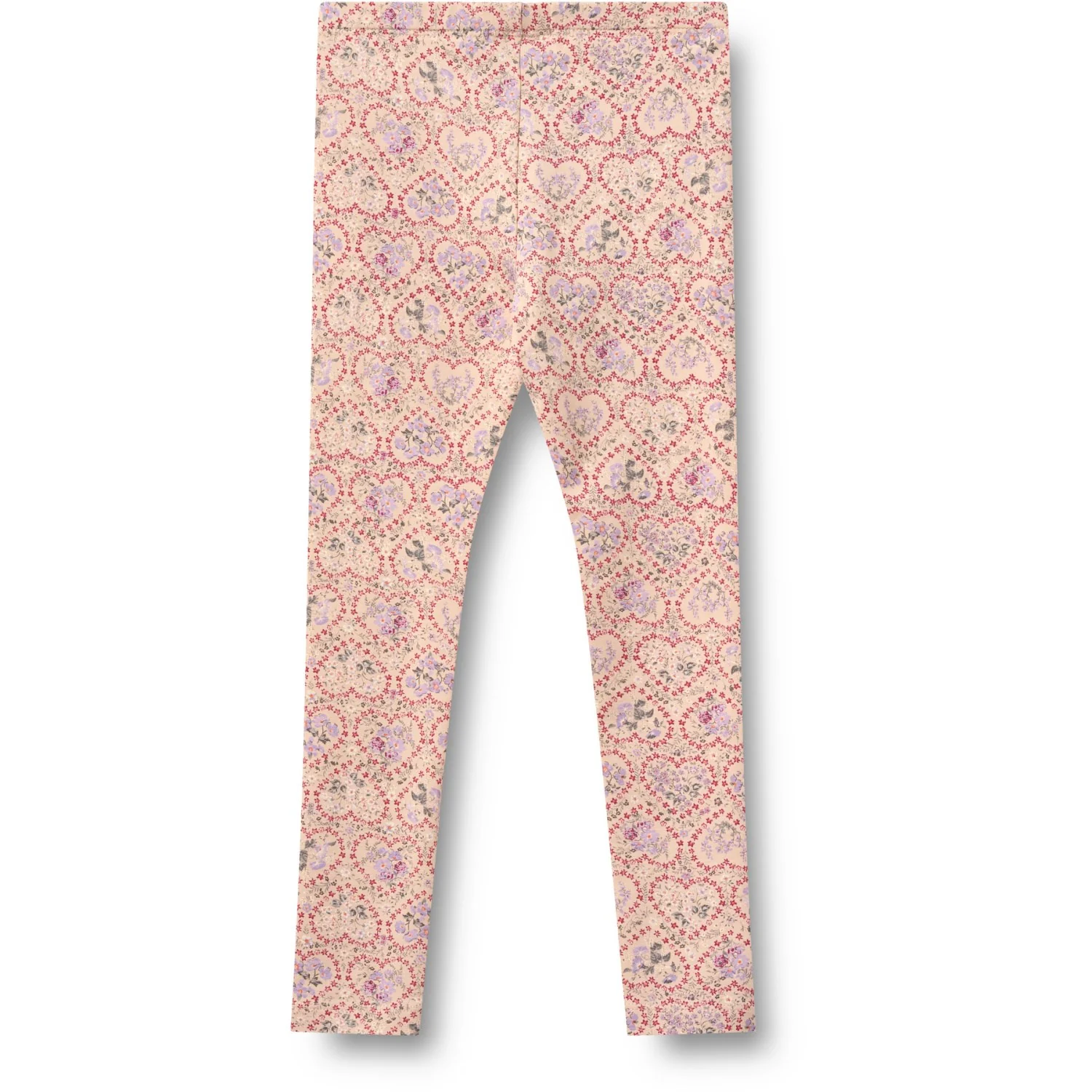 Wheat Magenta Heart Flowers 2 Leggings Jules - Image 3