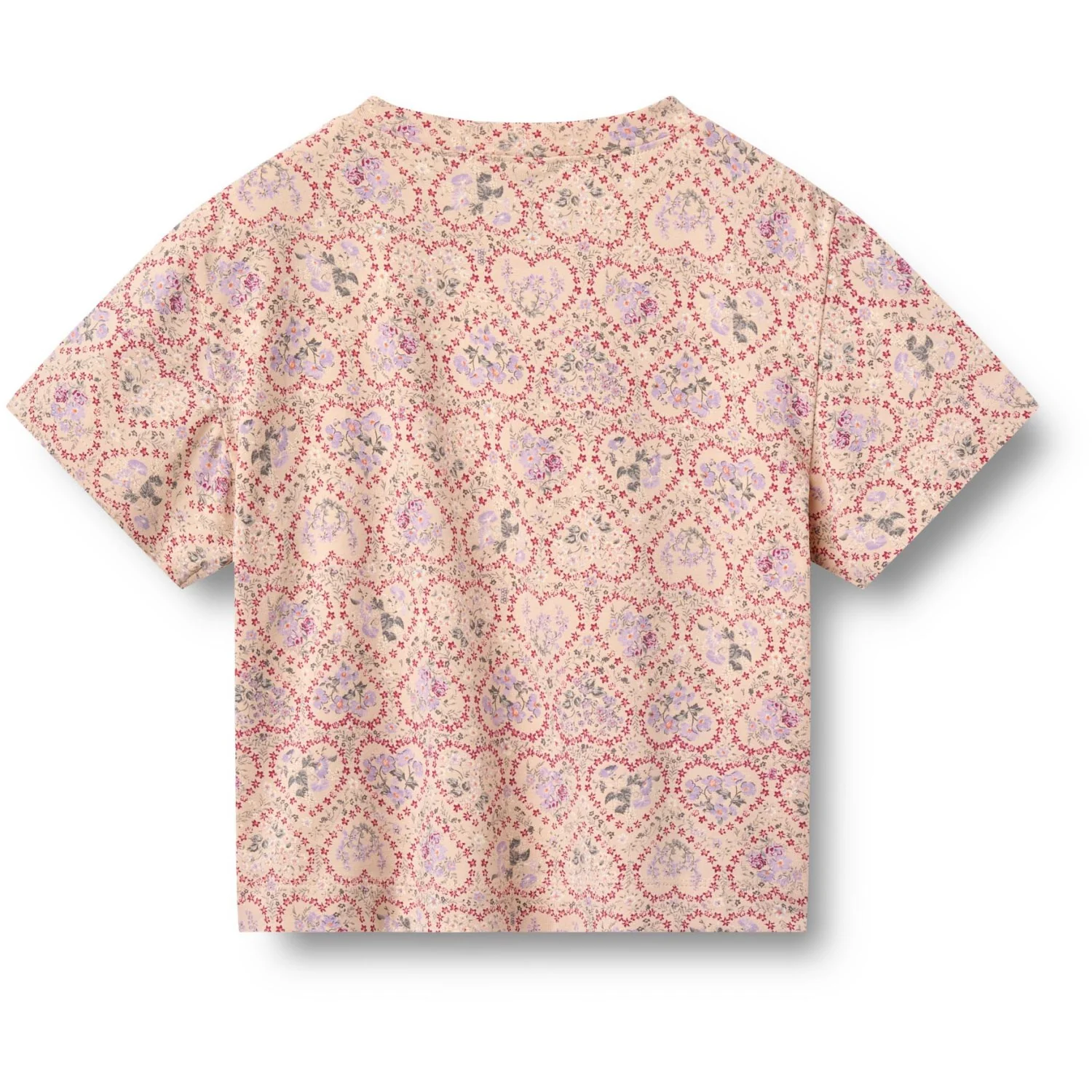 Wheat Magenta Heart Flowers 2 T-Shirt S/S Ella - Image 3