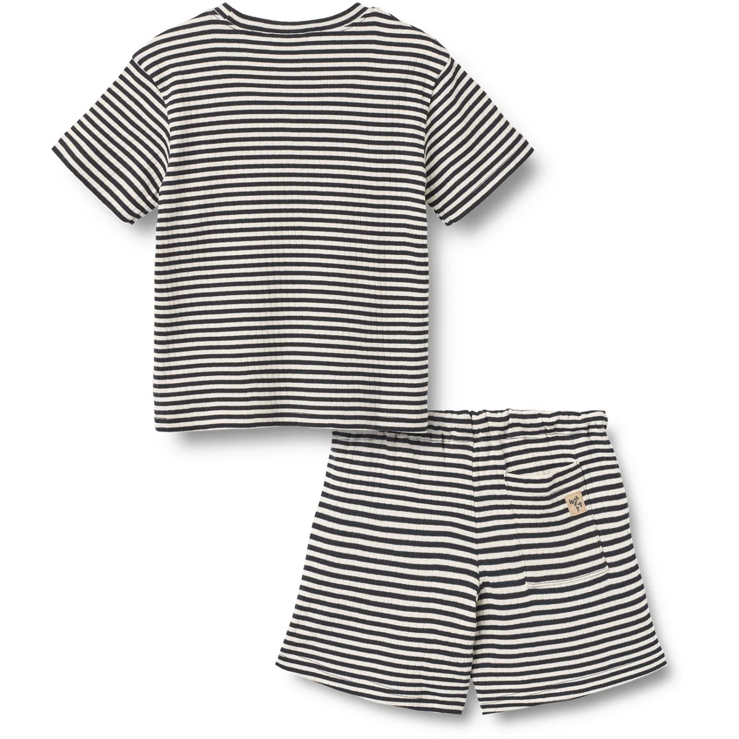 Wheat Navy Rib Stripe Set T-shirt S/S & Shorts Fabian - Image 6